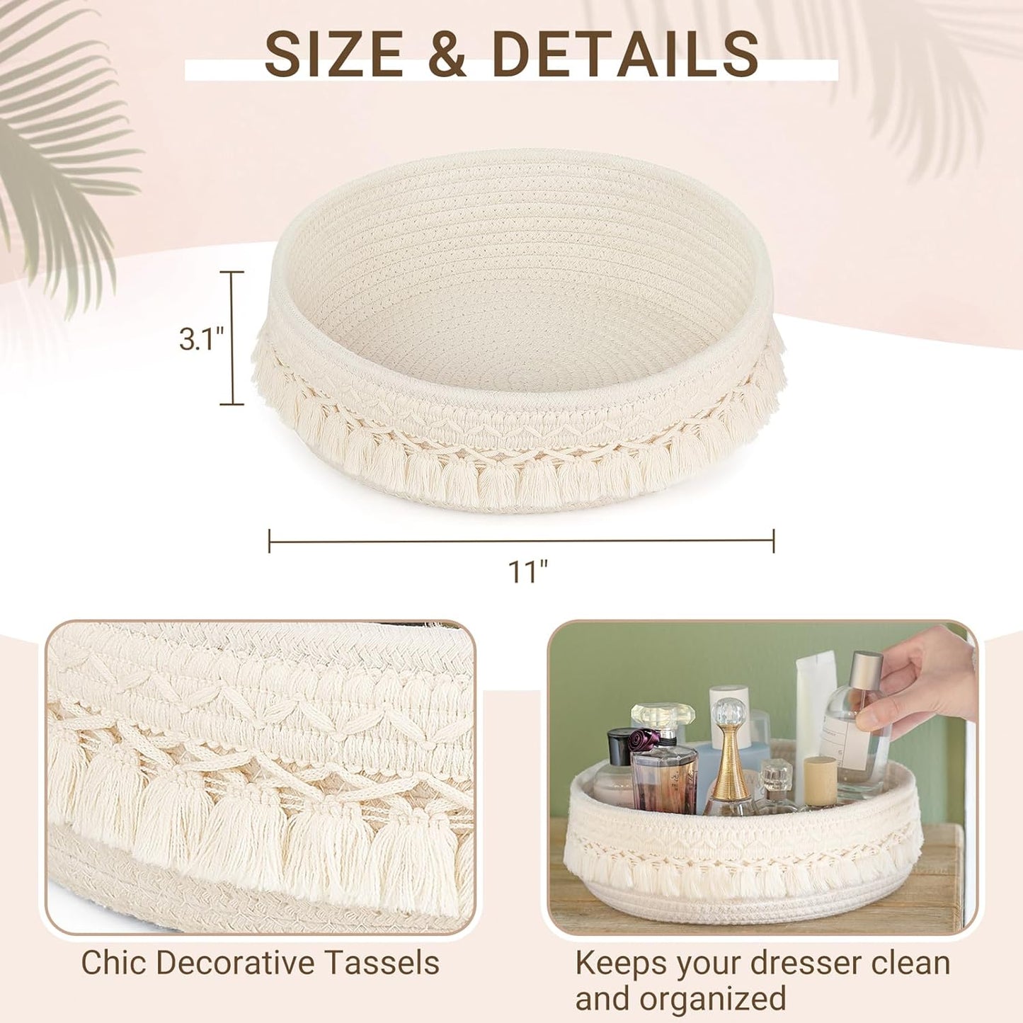 Makeup Perfume Holder Organizer Macrame Decorative Woven Rope Basket Boho Decor Cosmetics / Cream