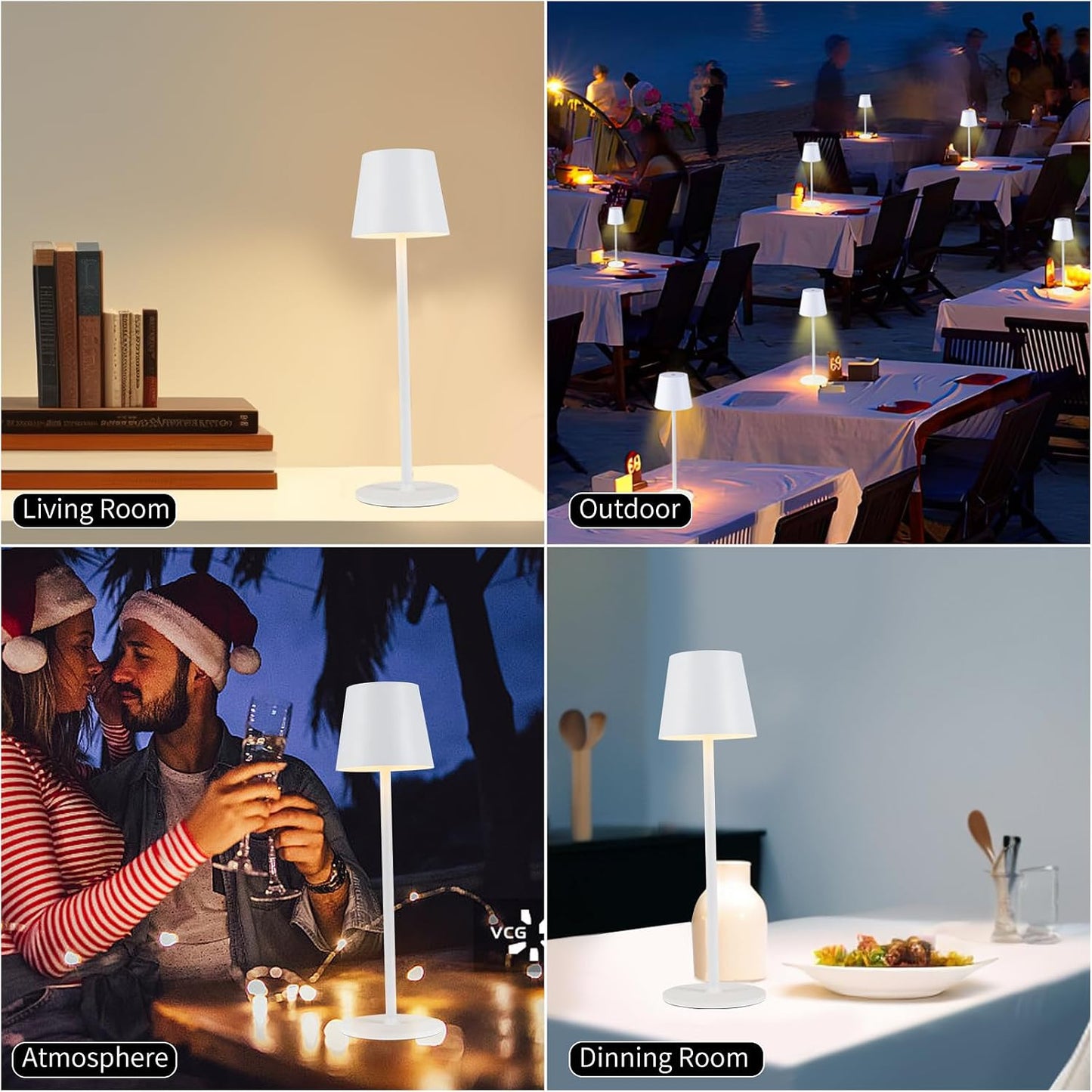 BGFHome 2Pack Cordless Table Lamp LED Desk Lamp,5000mAh Rechargeable Touch Night Light Wireless Minimalist Design for