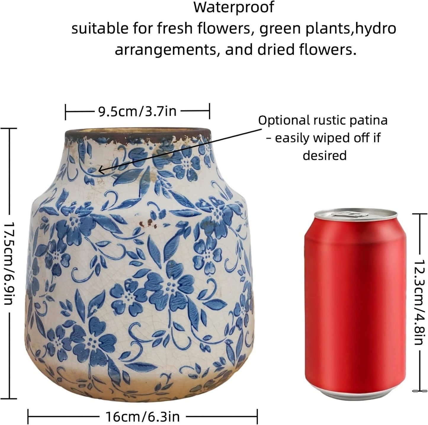 White Ceramic Vase / Medium / Blue
