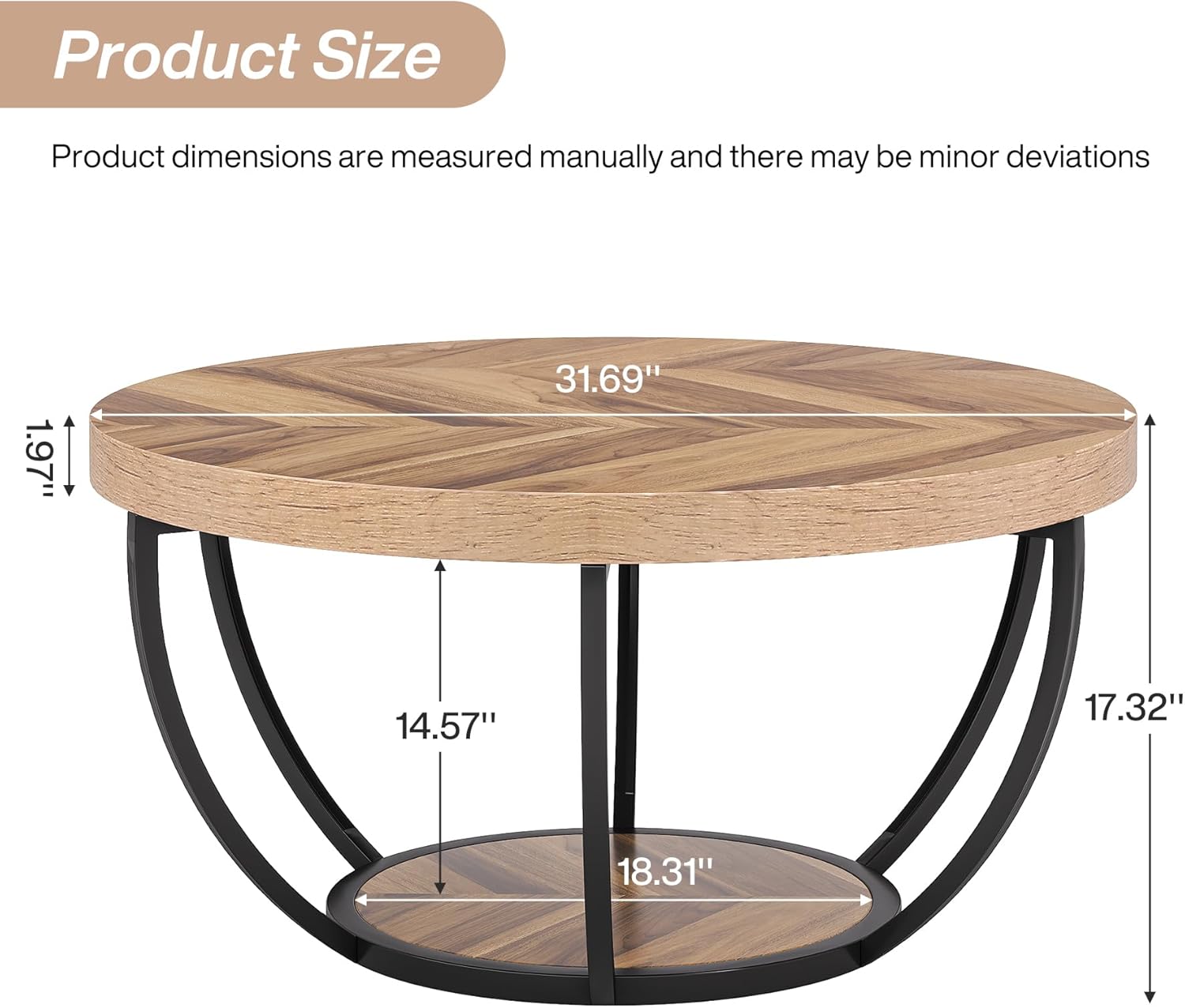 2-Tier Storage Shelves / Wooden Grain and Black