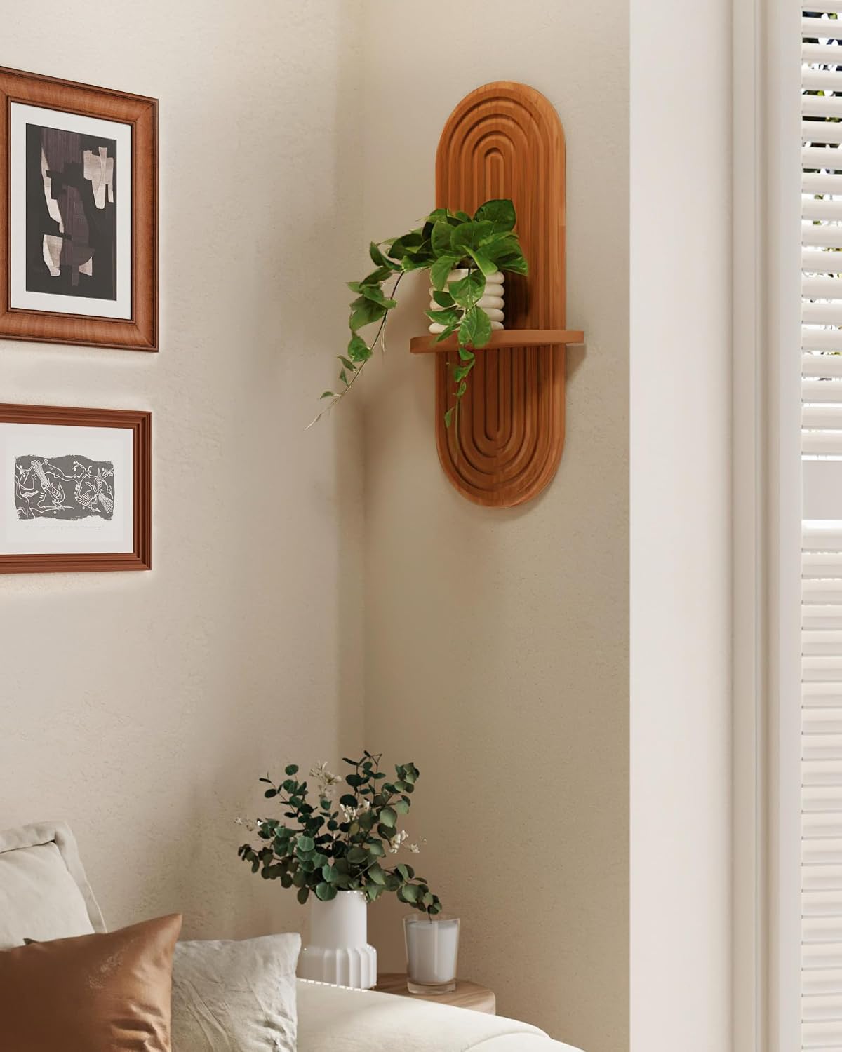 Boho Wall Decor Plant Wall Shelf / Brown / 16.9'' Single