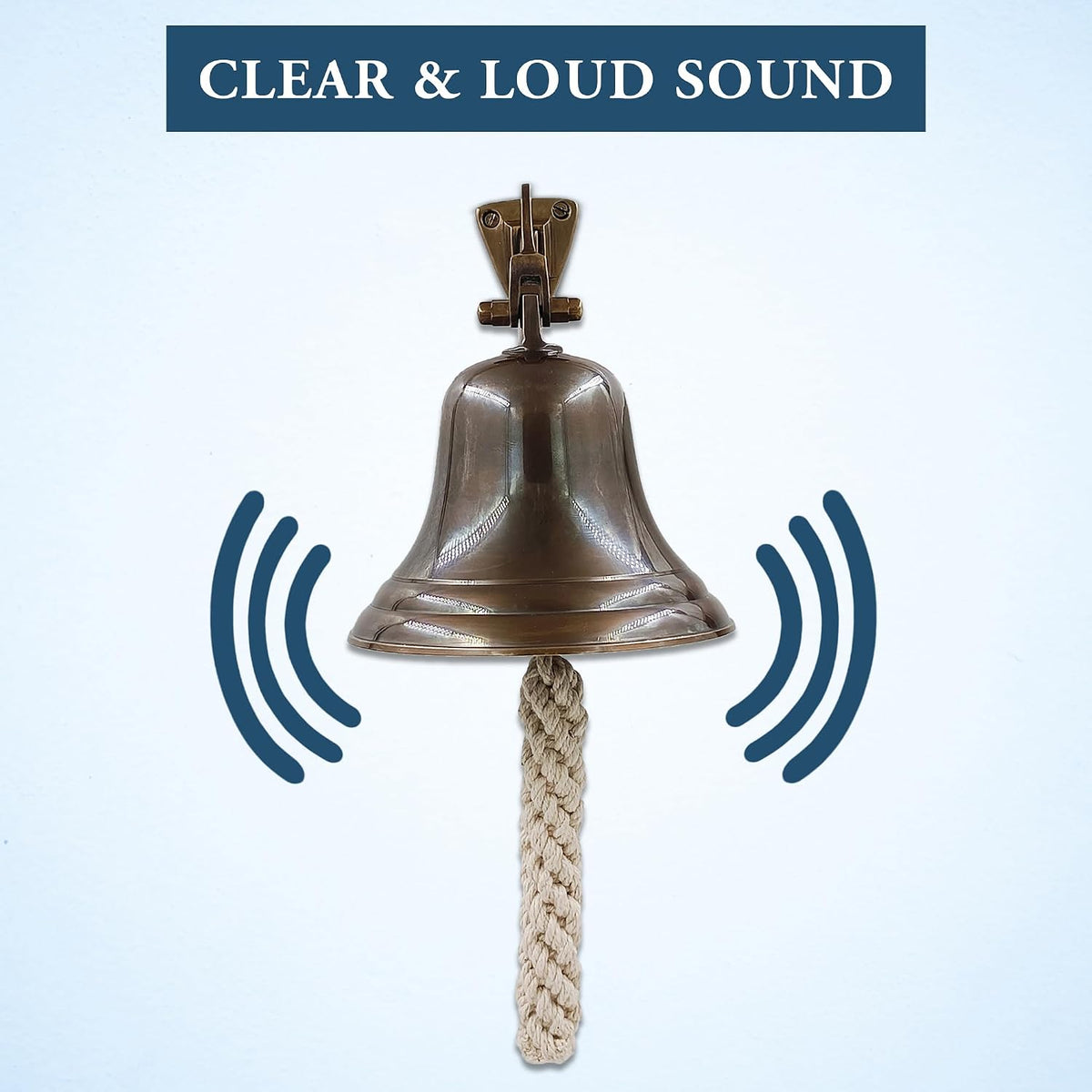 5" Solid Brass Bell Antique Brass Quality Marine Wall Mounted Ship Hanging Bell Perfect for Dinner, Indoor, Outdoor