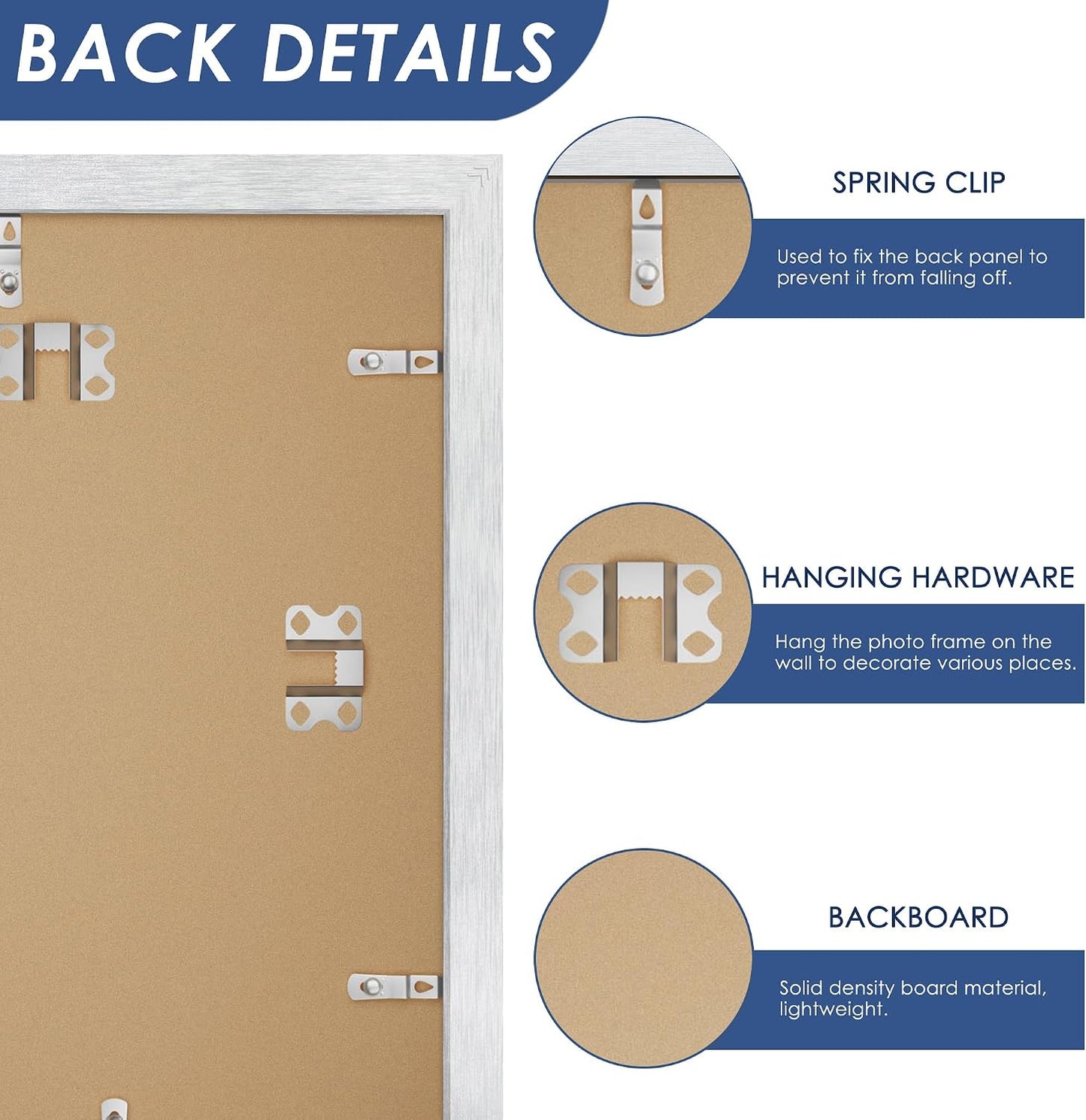 8x10 Picture Frame Set of 6, Wall or Tabletop Display, Silver | Display Pictures 5x7 with Mat or 8x10 Without Mat