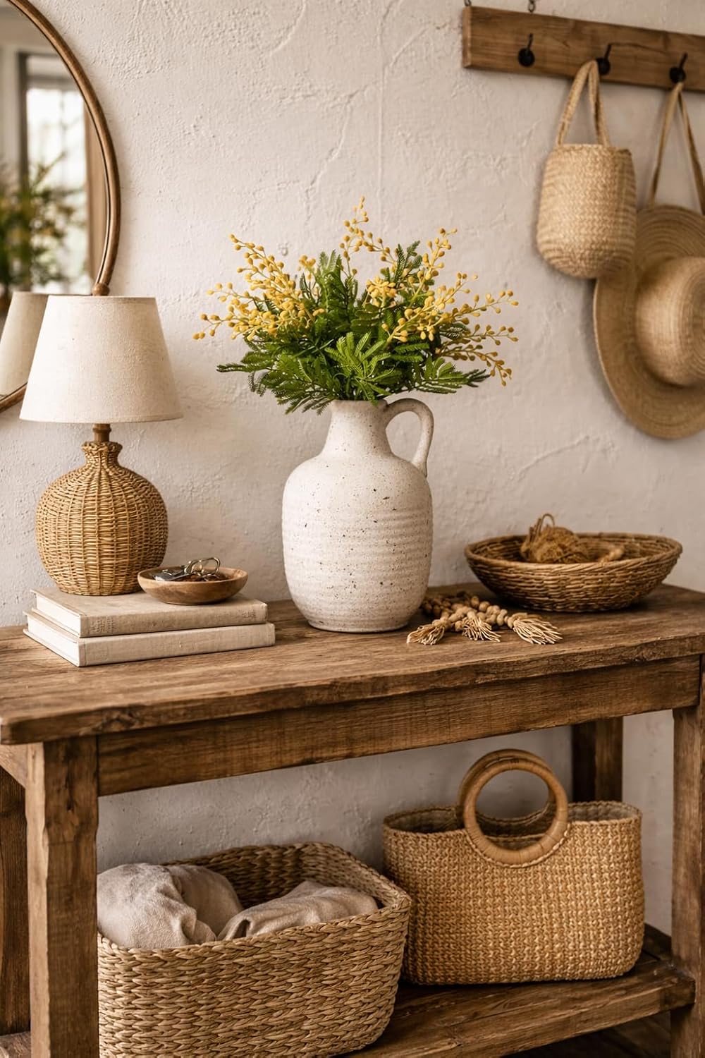 Rustic Ceramic Farmhouse Flower Vase / 19439-speckled White
