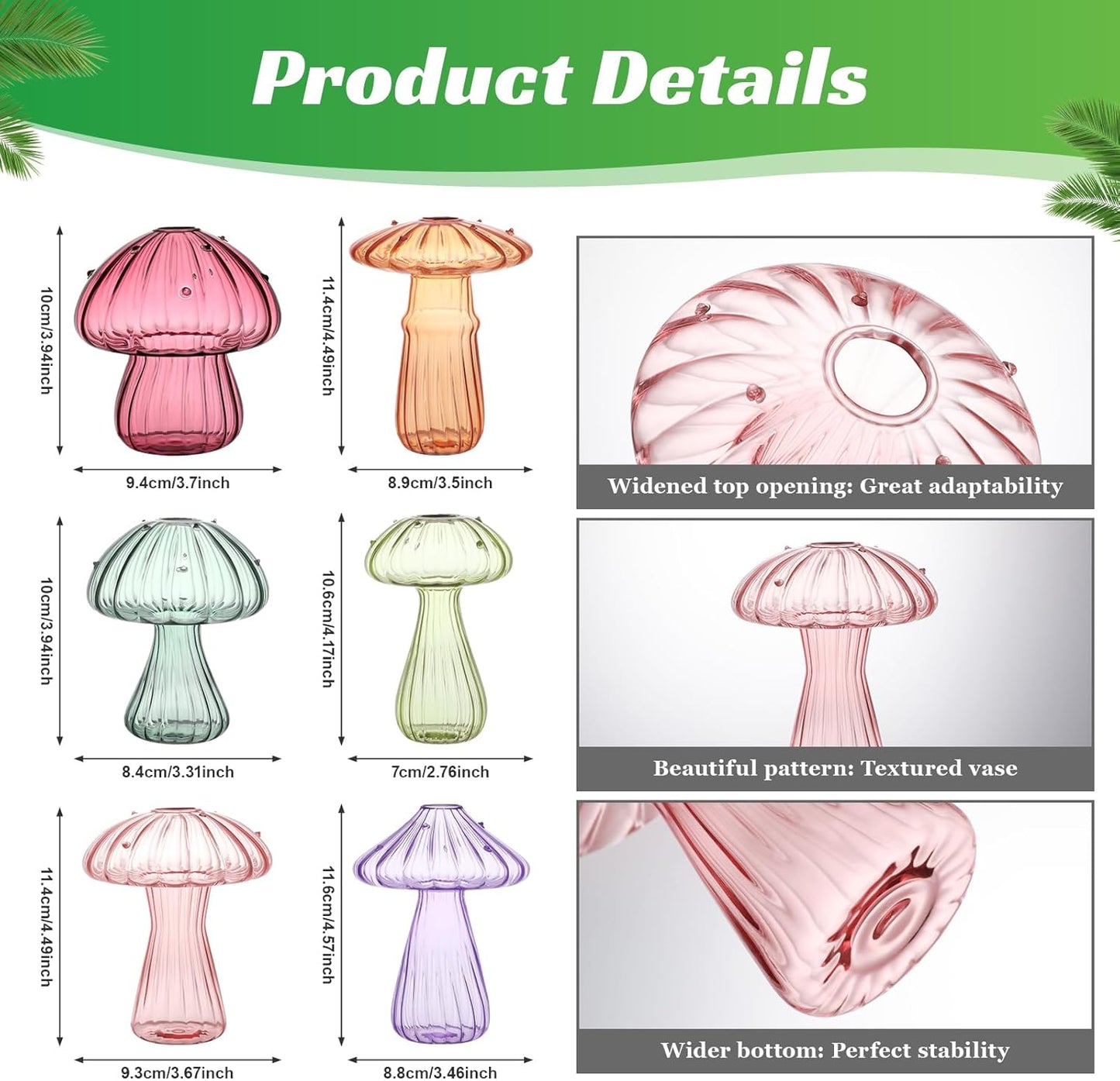 Mushroom Glass Vases / Set of 6
