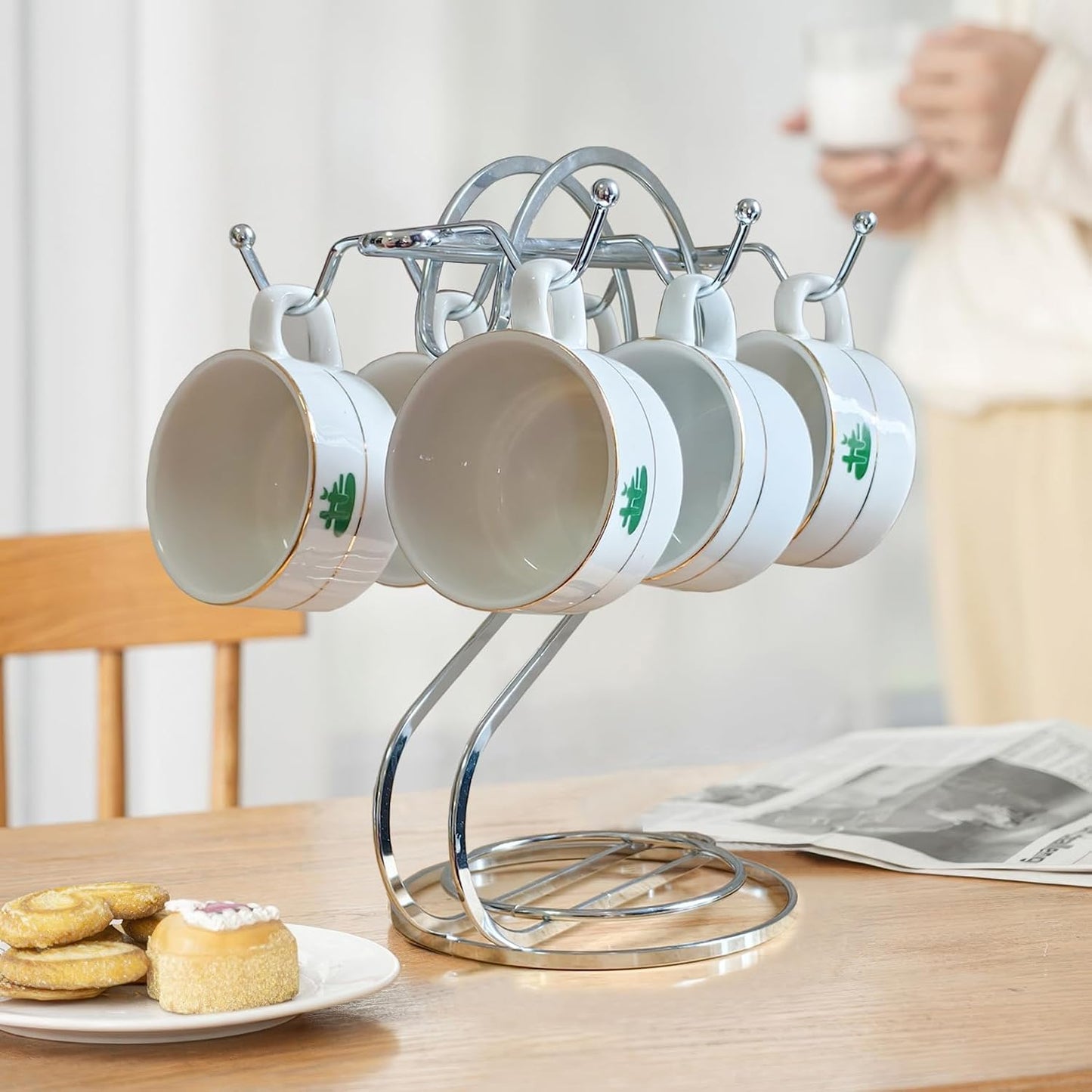Coffee Mug Holder Metal,Mug TeaCups Holders Countertop,Coffee Mug Tea Cup Stand Storage Rack Tabletop Counter 6