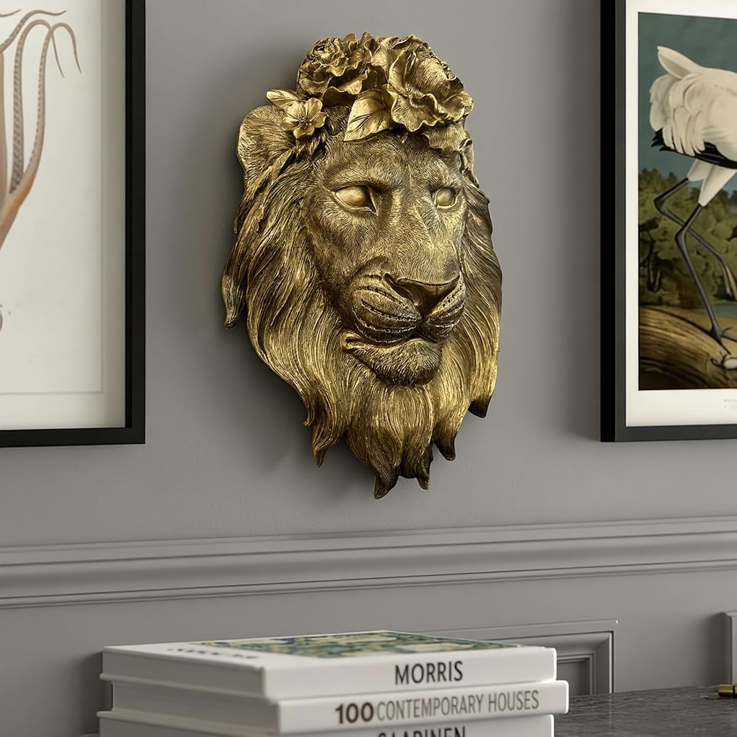 Wall Hanging Decoration / Copper / Lion / Gold