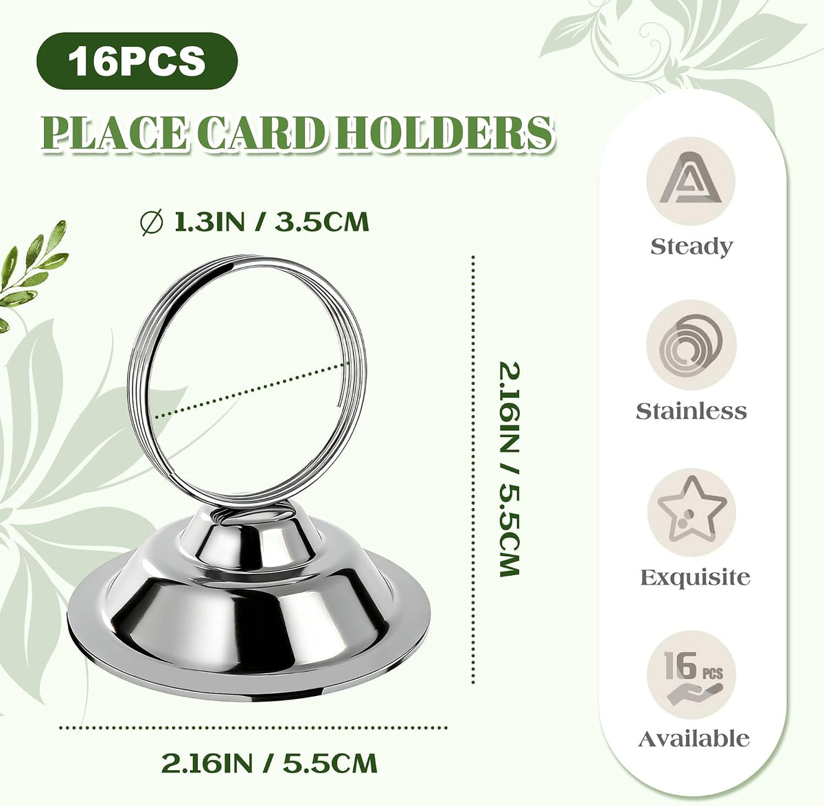 ERYTLLY 16 PK Place Card Holders Table Card Holder Steel Card Holders for Weddings,Birthdays,Photos, Memo Notes