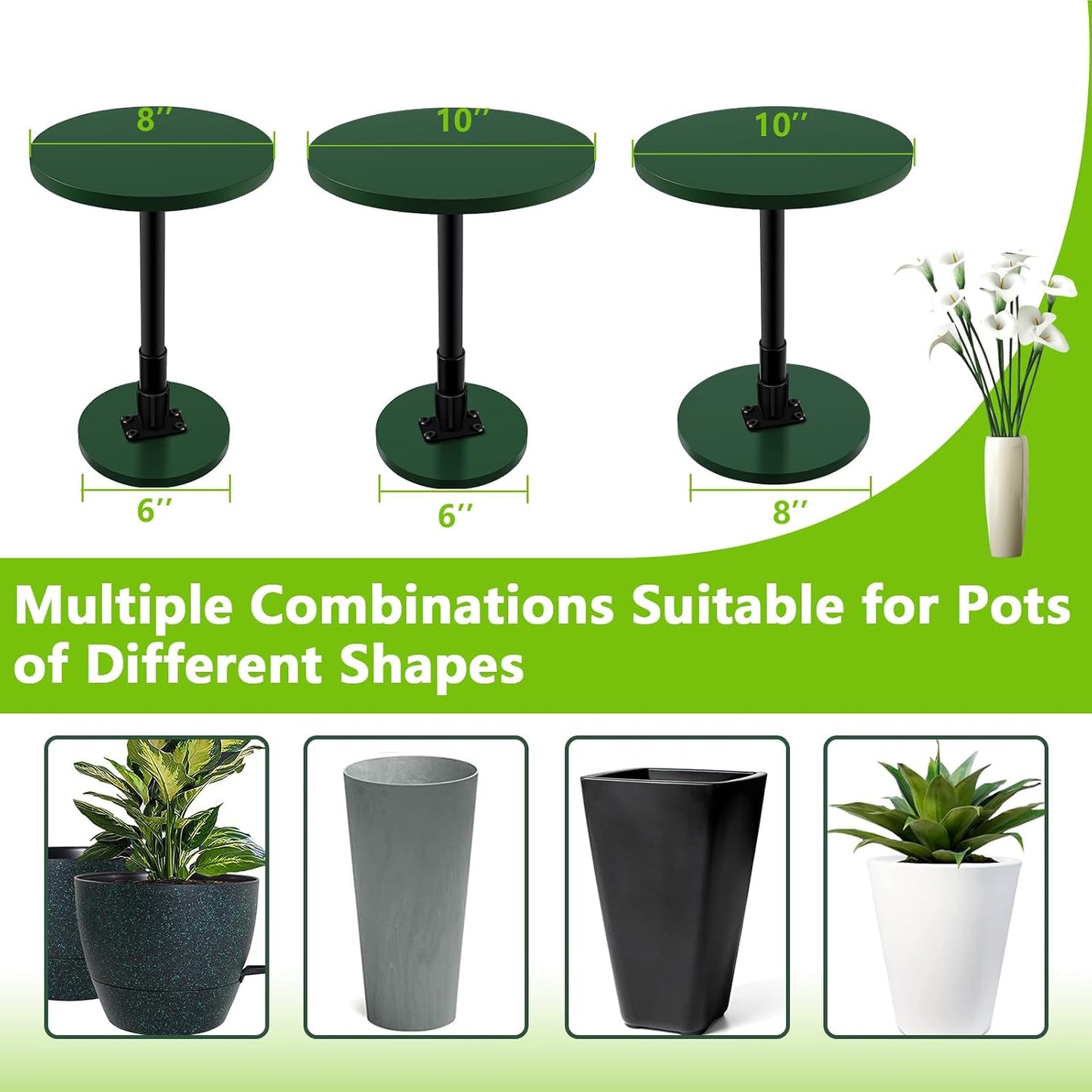 Axcoix Plant Risers for Inside Pots, 7.5-12" Rise Wooden Planter Inserts | Adjustable Height Planter Inserts for Large