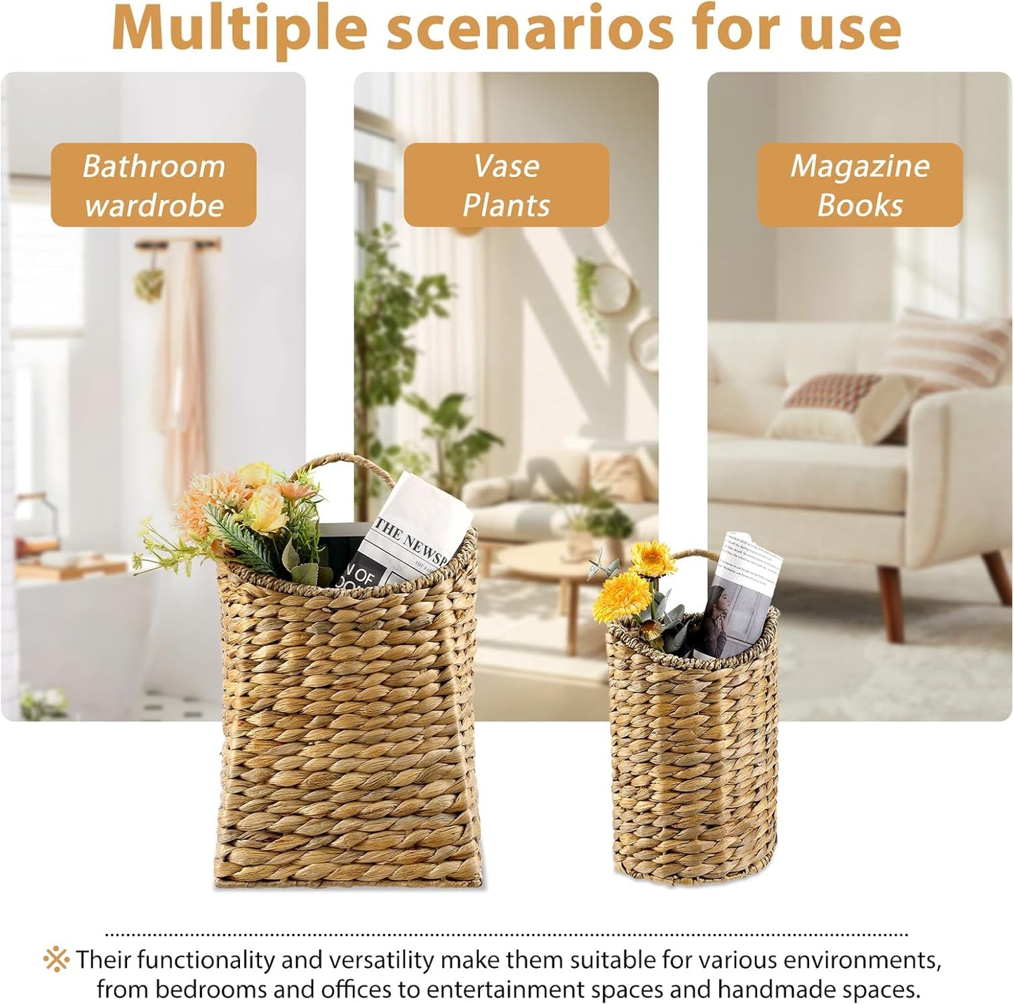 Woven Hanging Basket Set / Set of 2