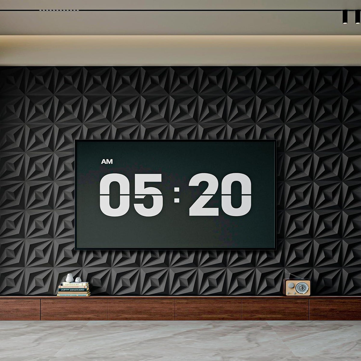 50 Pack 3D Wall Panels, 12x12 Inch, Black | PVC Textured, 3 Layout Options, for Living Room Bedroom TV Background