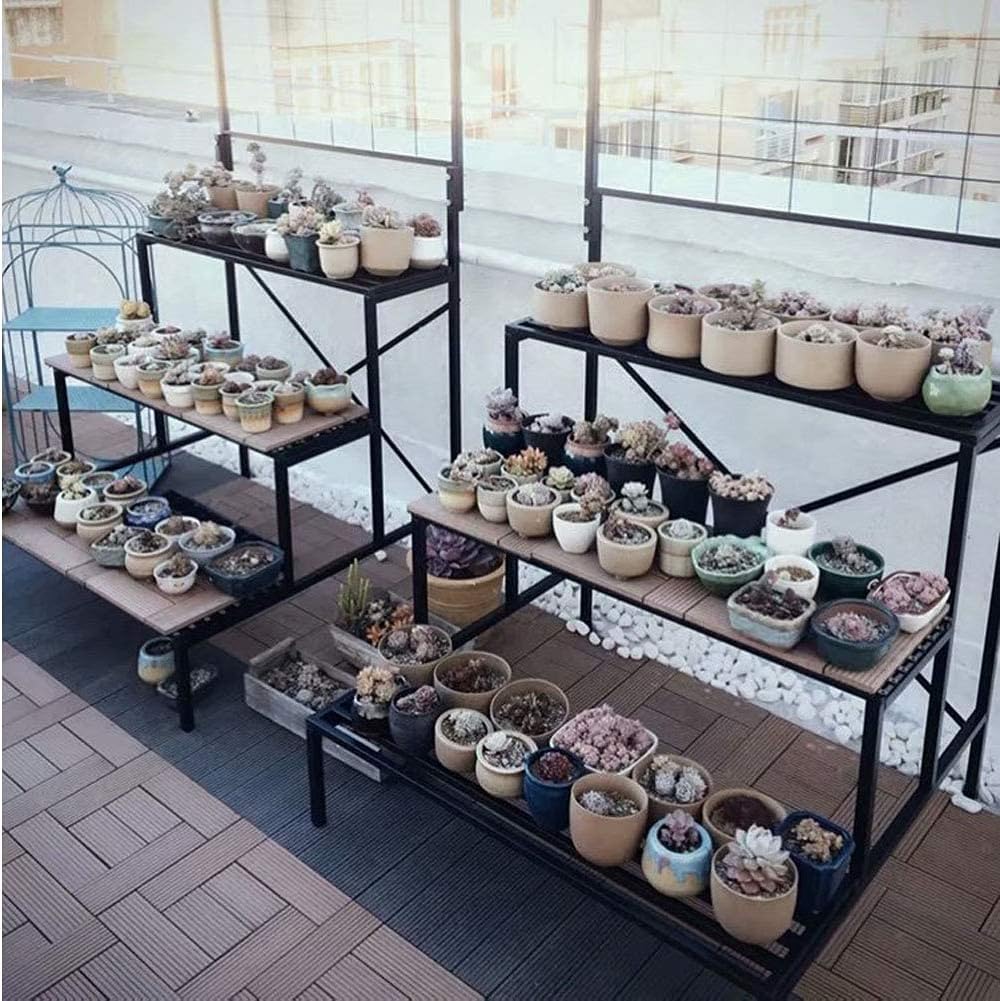 Zhongma 3 Tier Large Heavy Duty Plant Stand with Hanging Plant pot shelf, 35.43 x 33.27 x 78.74, Tall multi layer Plant