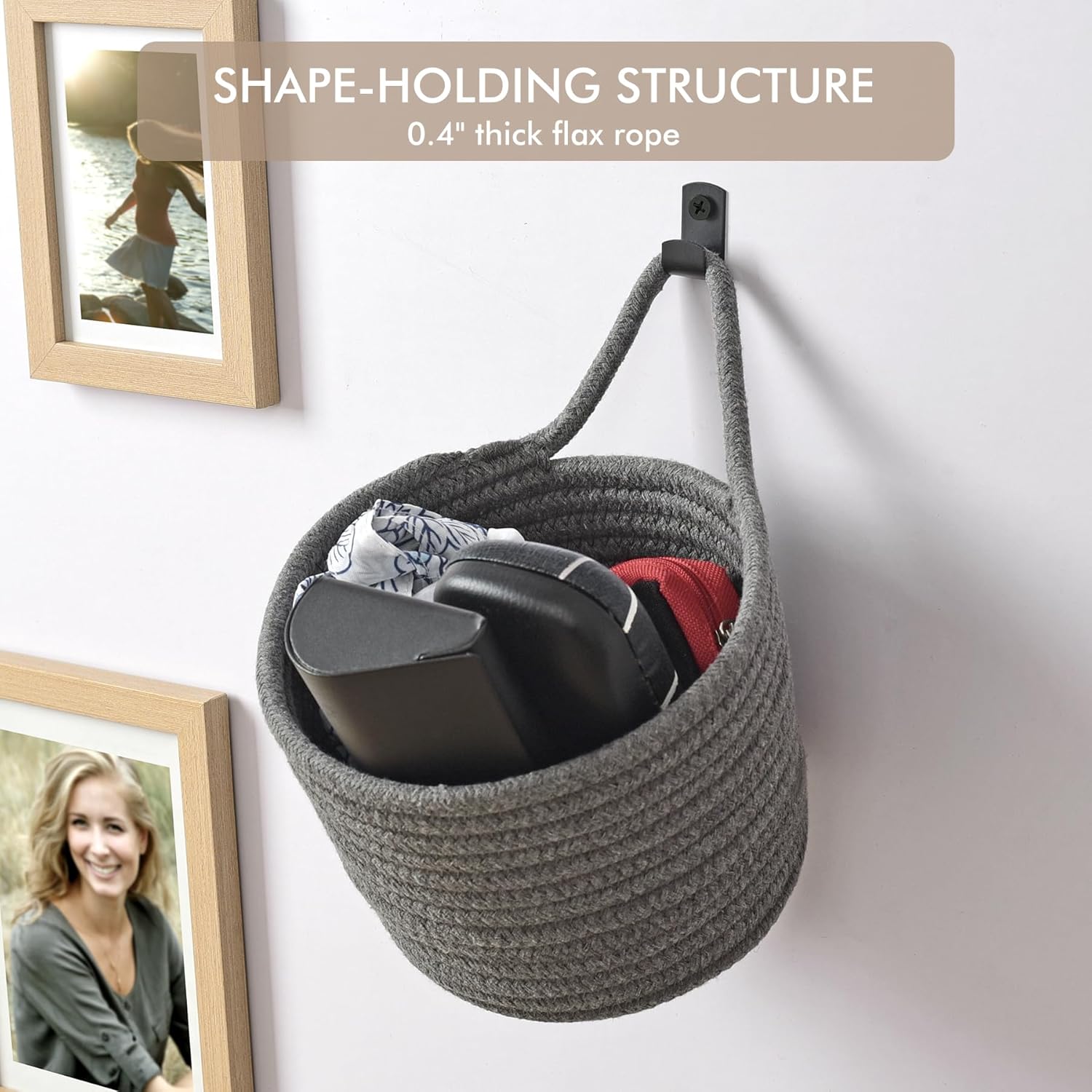 Adhesive Hooks / Storage Organizers / Dark Gray & Black / Set of 3