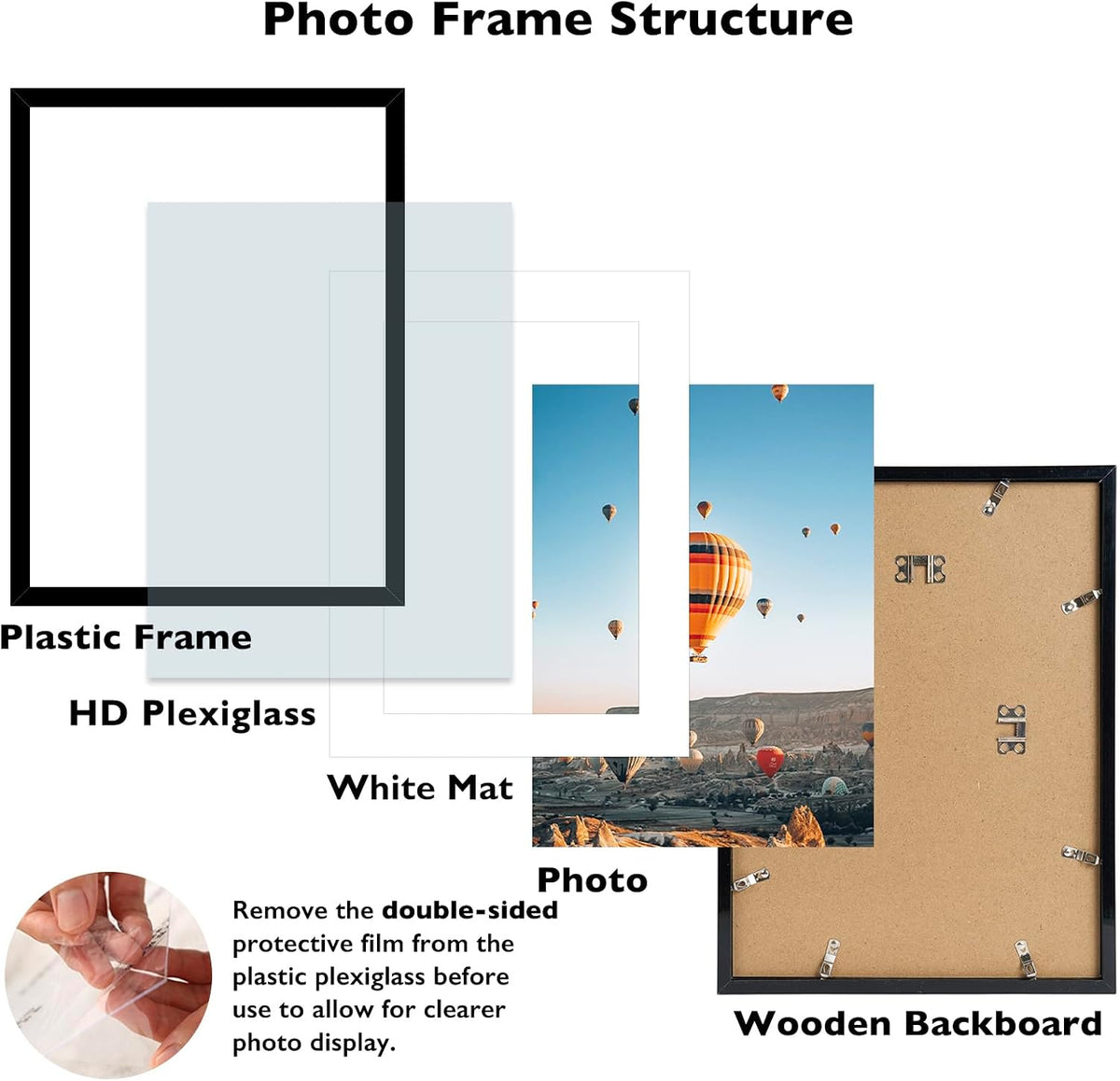 JCJMY 19x25 Picture Frame with 16x22 Mat Set of 4, Display Photo 16x22 with Mat or 19 x 25 Without Mat, Wall Hanging