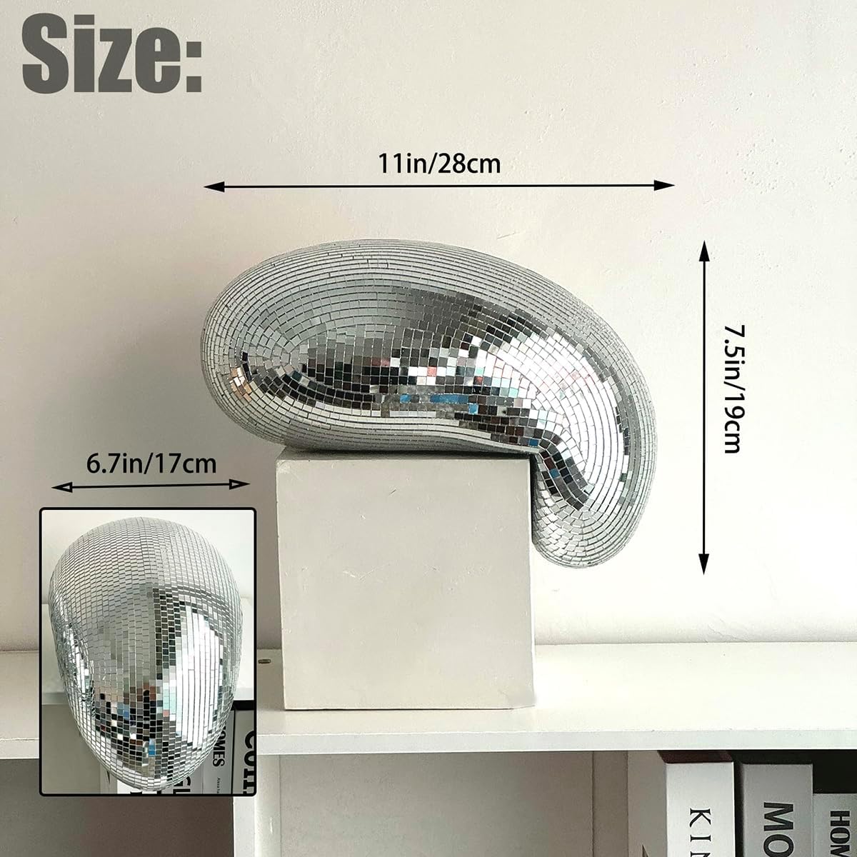 Handmade 11" Mirror Tile Dripping Centerpiece / Silver