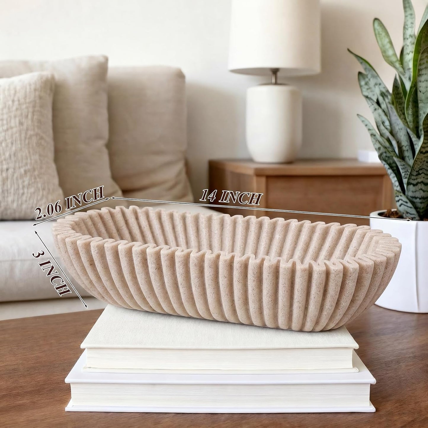 Large Decorative Bowl / Beige / Round