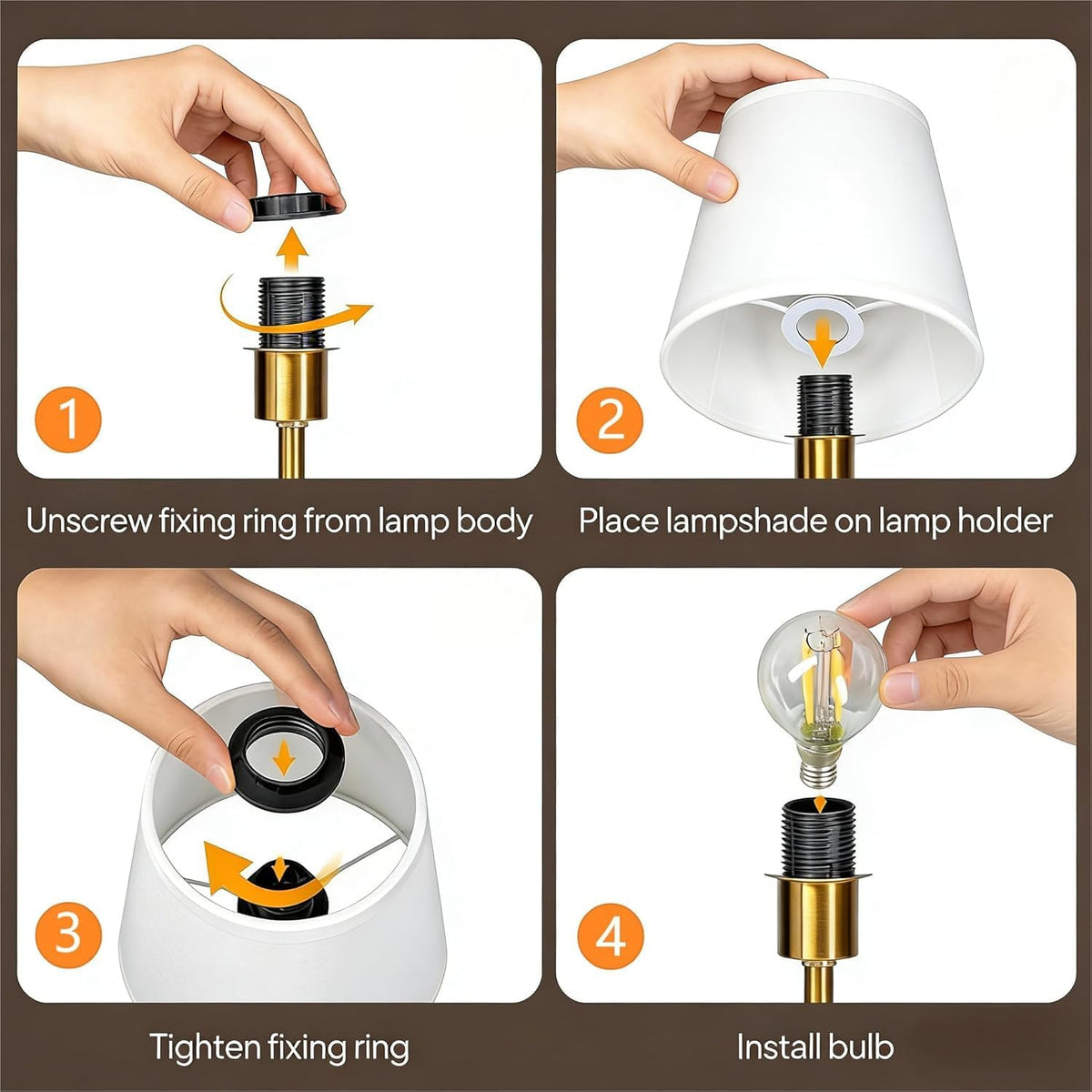 Gold Portable Cordless Table Lamp, Rechargeable Bedside Lamp, Mini | 3000mAh battery, touch stepless dimming, 2700K