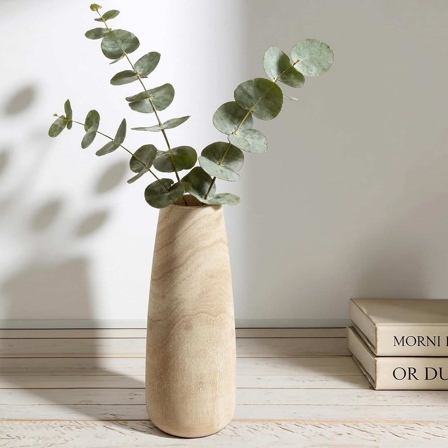 Dnnnii 2 Pack Wooden Wall Vase Set - Green Finish Modern Farmhouse & Boho Wall Decor for Entryway, Hallway, Bathroom