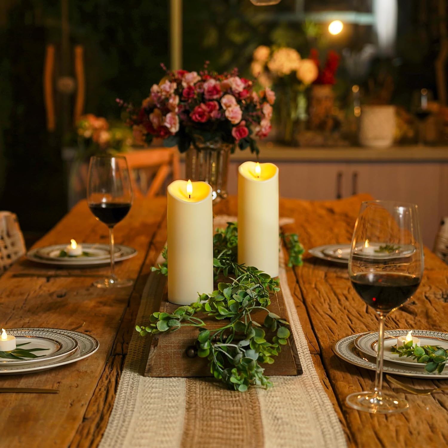 Homemory 3"x8" Outdoor Waterproof Flameless Candles, LED Candles, Battery Operated Candles with Remote and Timers