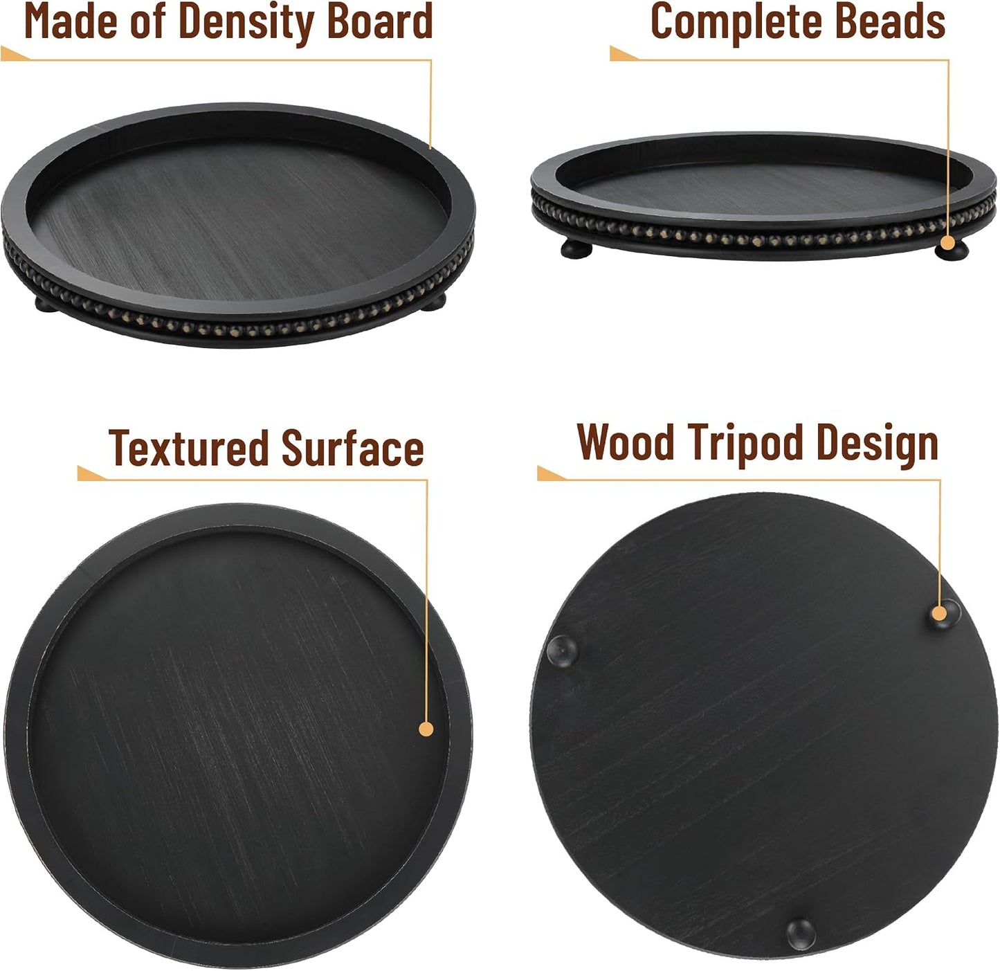Wooden Round Tray / Black