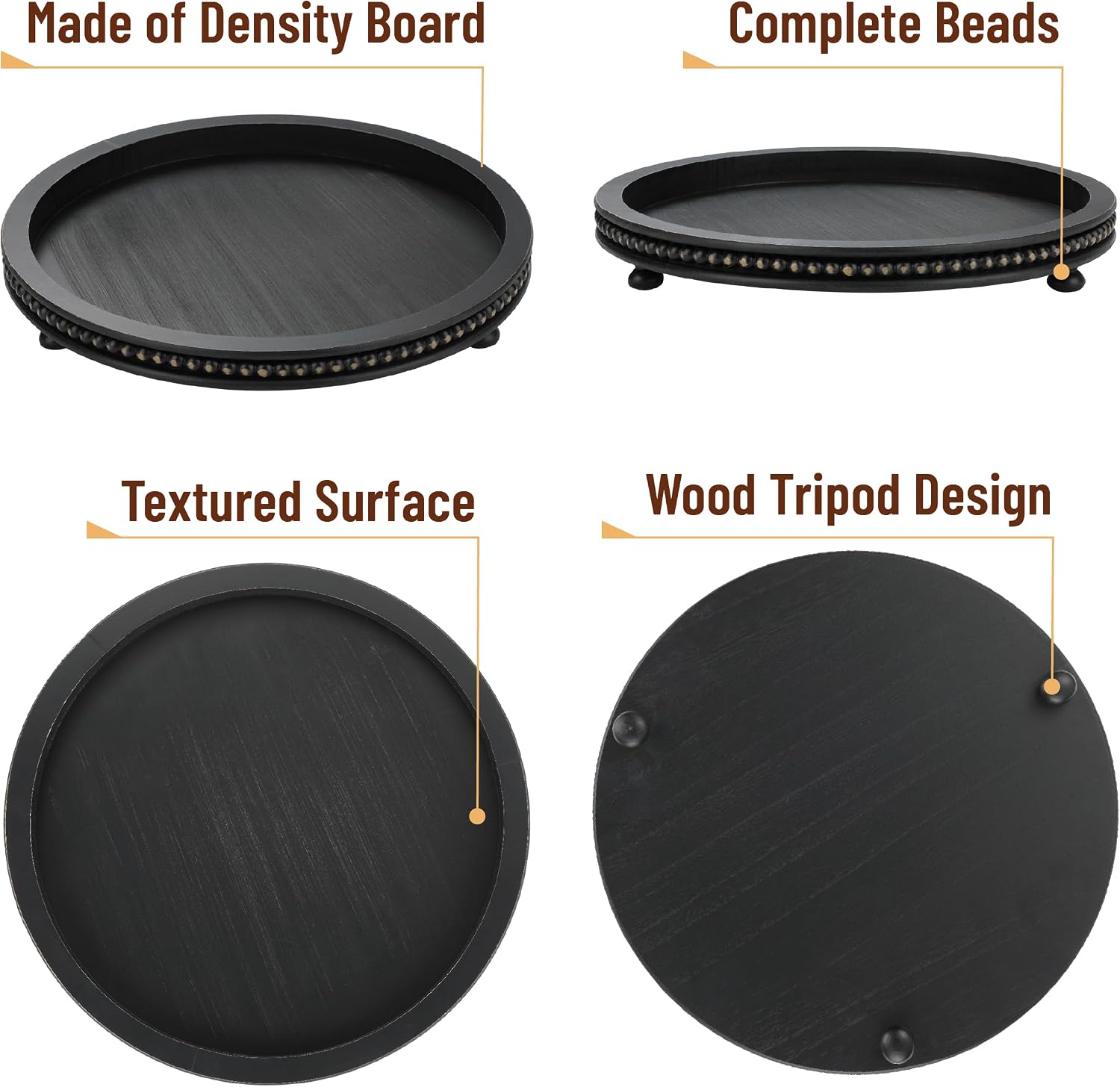 Wooden Round Tray / Black
