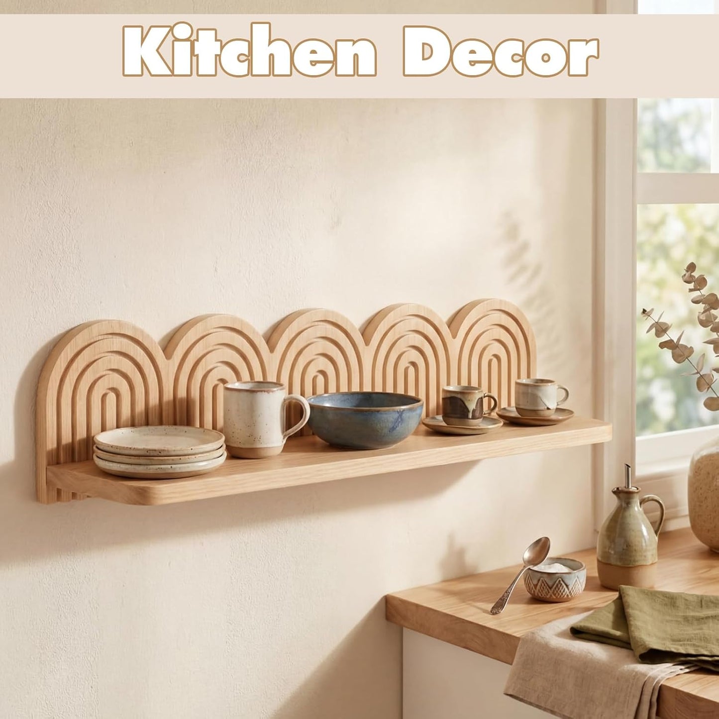 Wall Coat Rack/Boho Wall Shelf Mid-Century Modern Wooden Coat Vintage Mount / 22 x 5.5 x 4.5 / Wood
