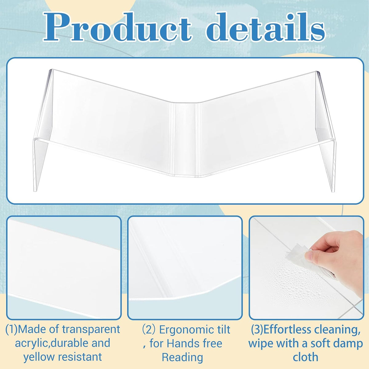 Sintuff Extra Large Acrylic Open Book Display Stand 19.63" W X 12" D X 3.5" H, Open Bookstand Holder for Display and