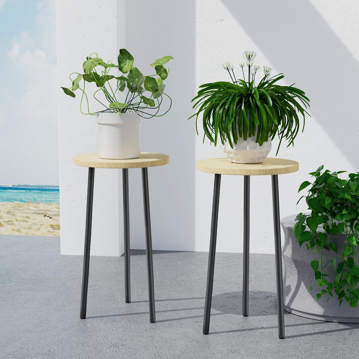 Plant Stand Indoor Outdoor: 2 Pack Indoor Plant Stand 20'' Convertible Multi-purpose Holder - Mid Century Modern Decor