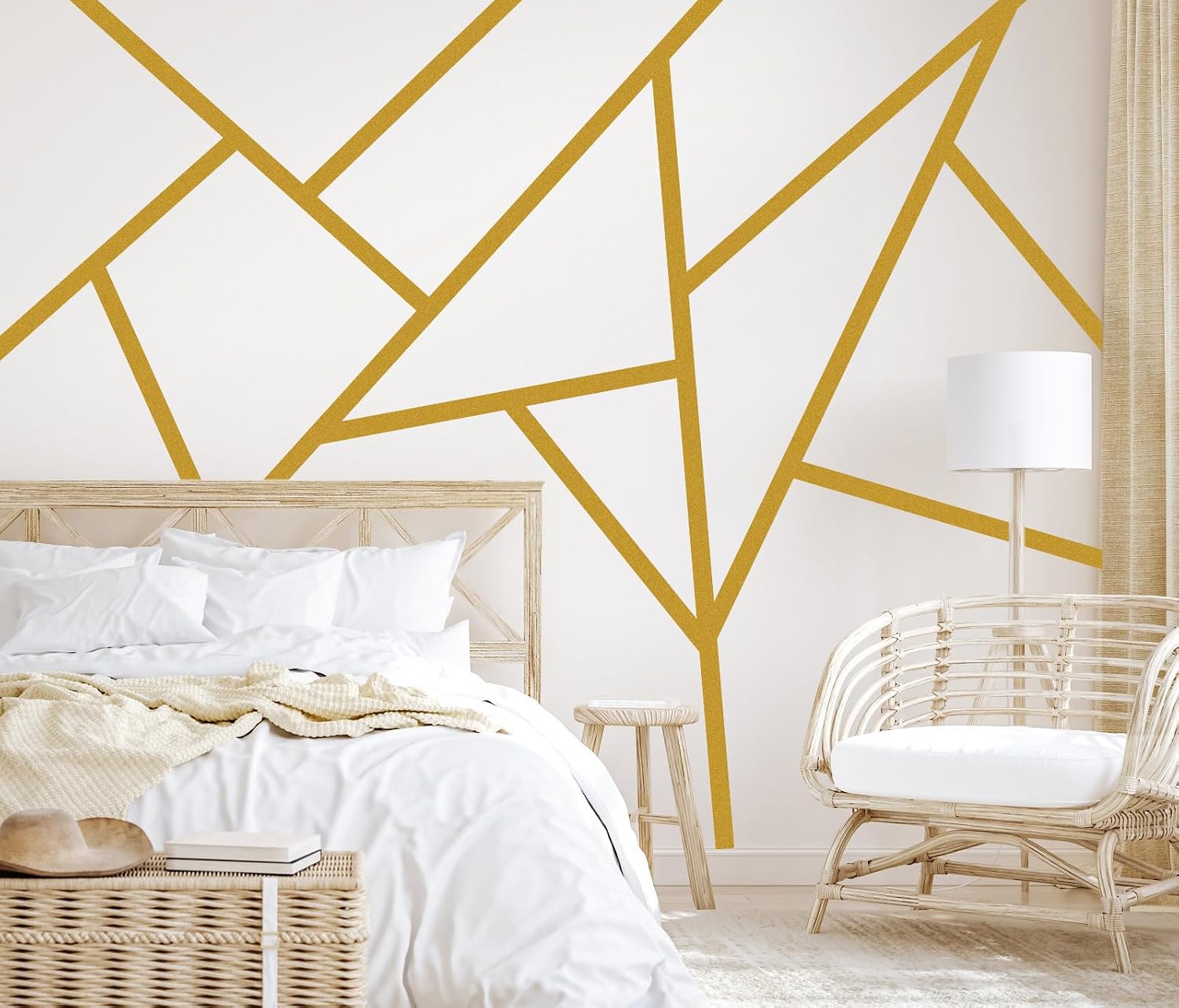 Wall Decal Striped Wall Decals Peel and Stick Metallic Line Walls Decals Modern Vinyl Walls / Gold