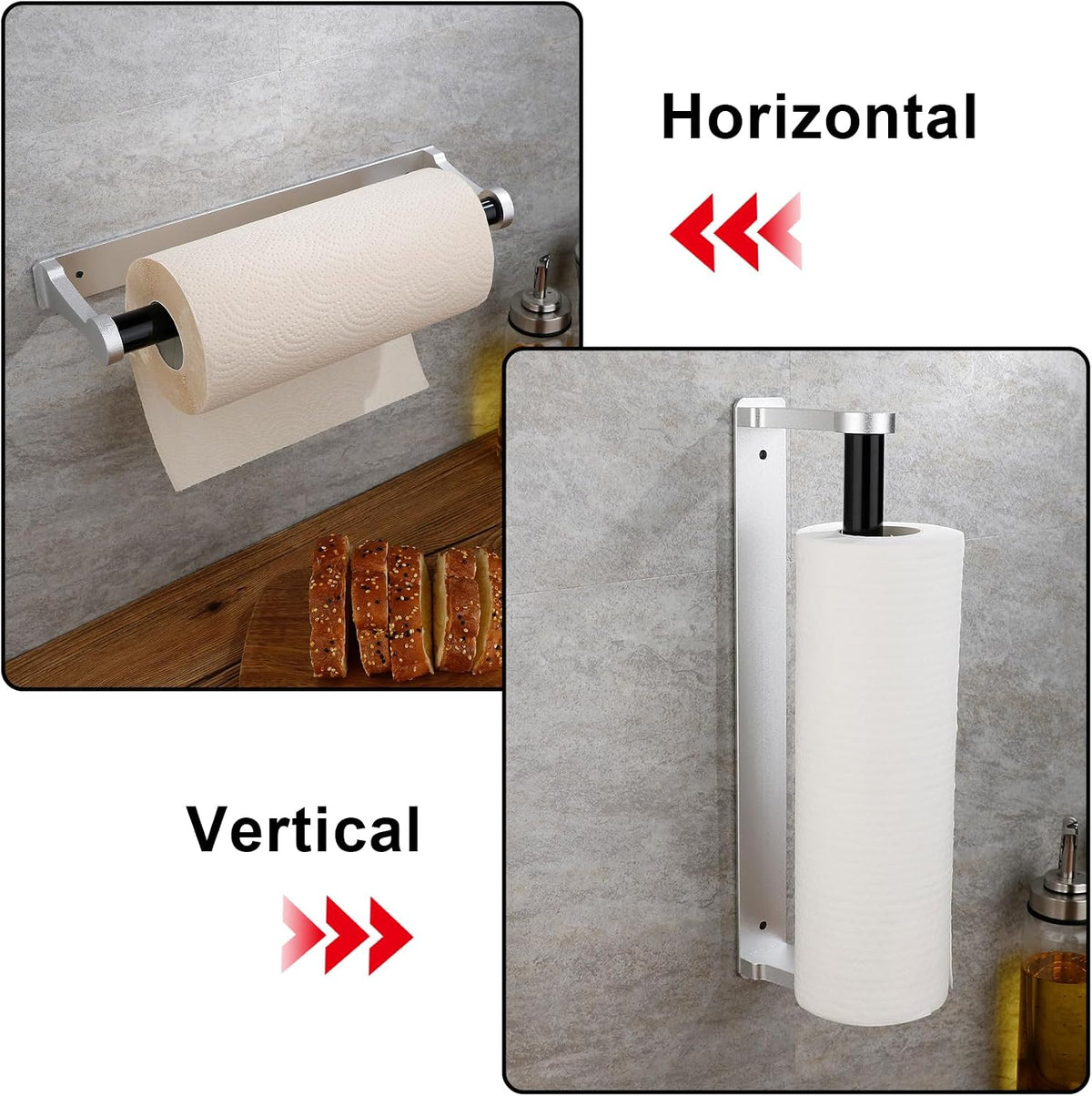 MONEER Paper Towel Holder Under Cabinet, Paper Towel Holder, Aluminum Alloy Kitchen Towel Holders, Self Adhesive