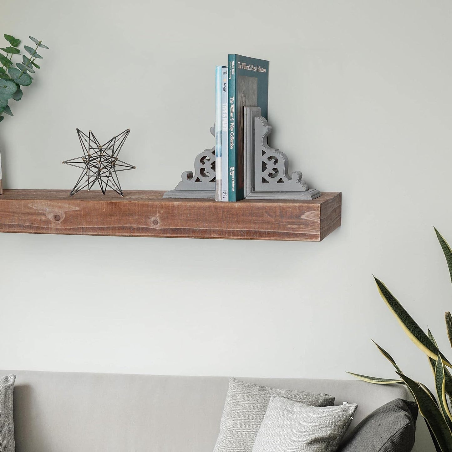 Decorative Heavy Duty Wood Bookends for Books/CDs/Vinyls/Magazines / Dark Grey