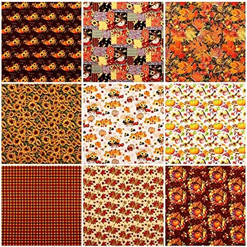 Tatuo 10 Pcs Fall Cotton Fat Quarters Thanksgiving Pumpkin Maple 19.7"