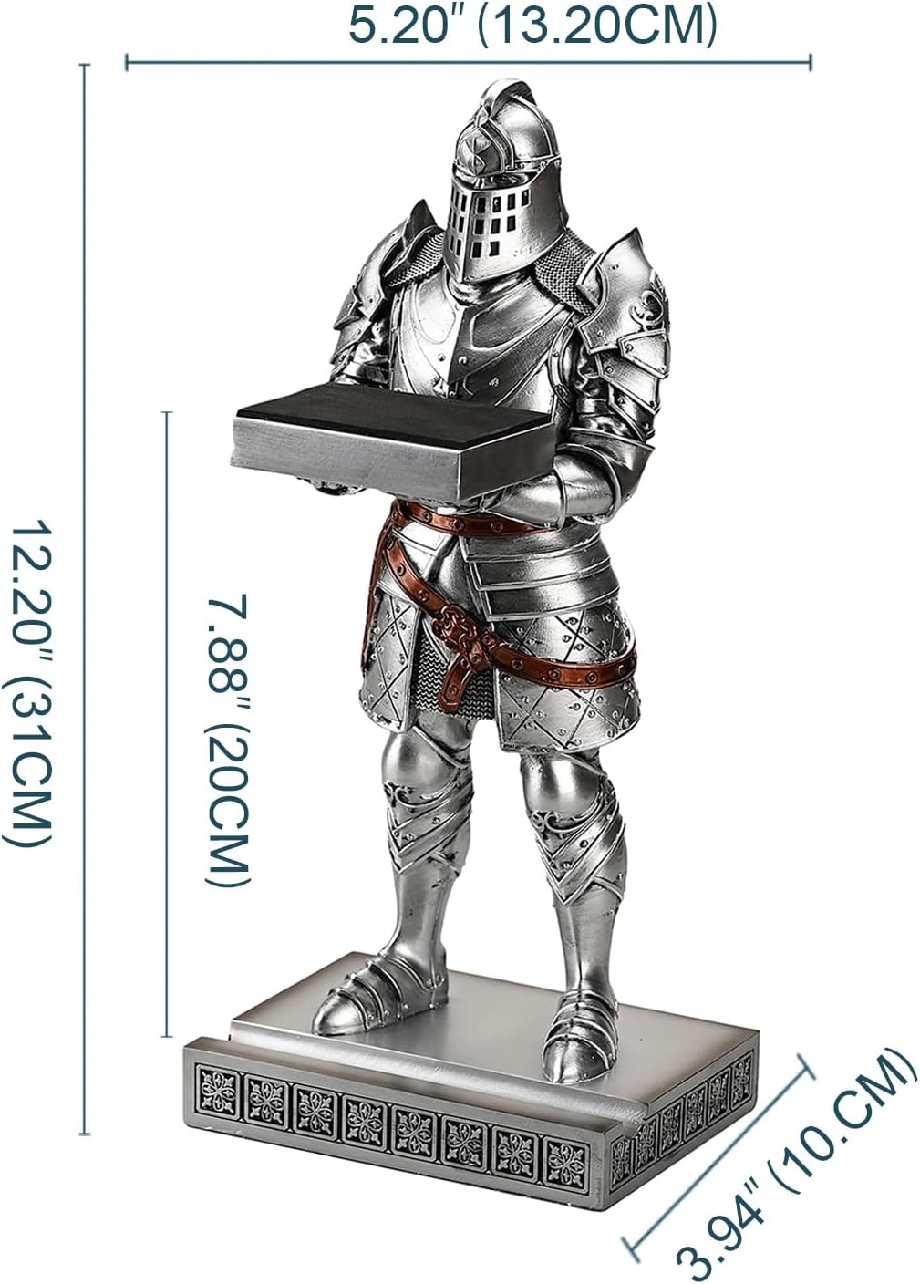 King's Guard Headphone Stand Watch Stand Jewelry Holder Tray Tower Silver | 12.20 Inch Resin Warrior Pen Holder Cell