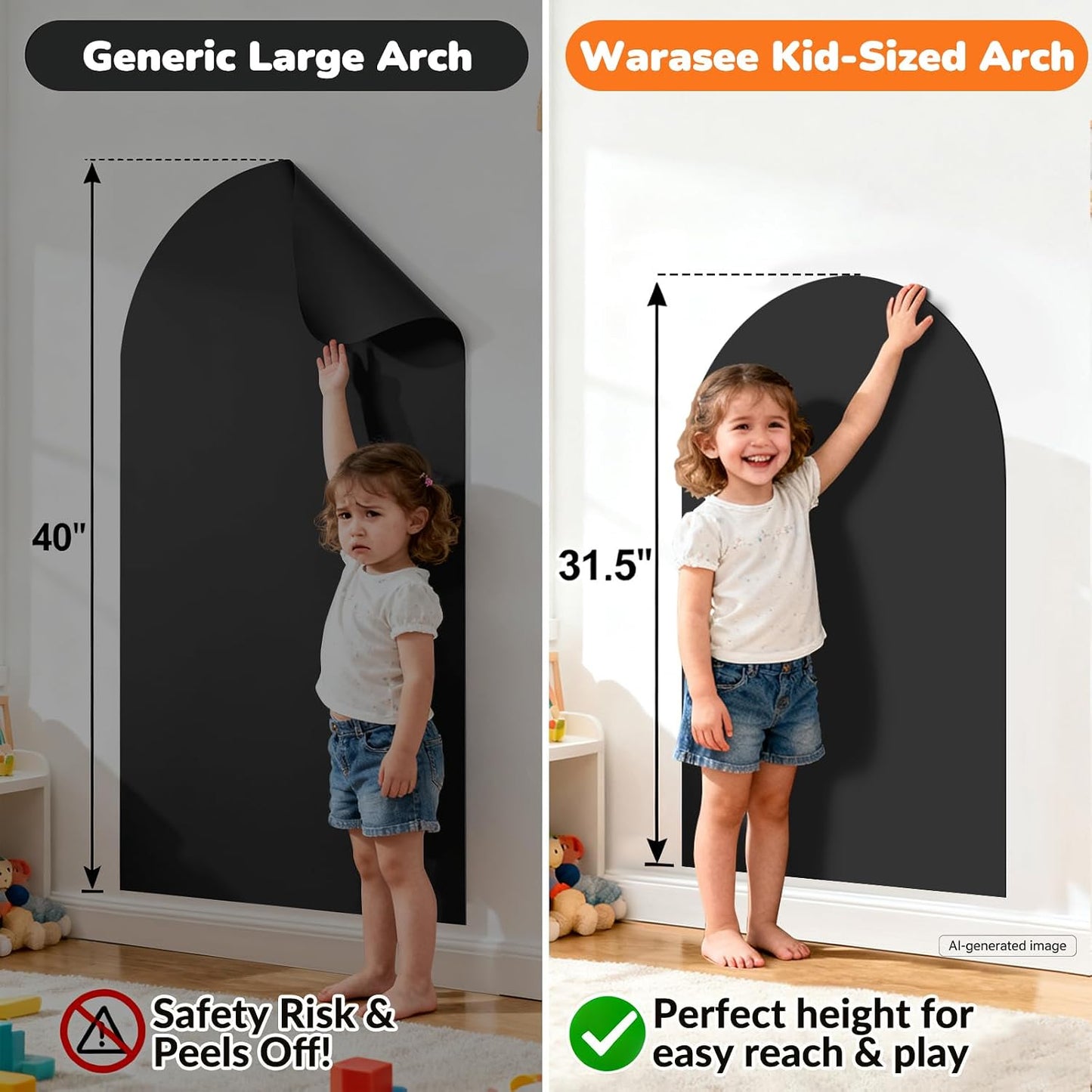 Magnetic Arch Wall Decal / Black / 15.7 x 31.5