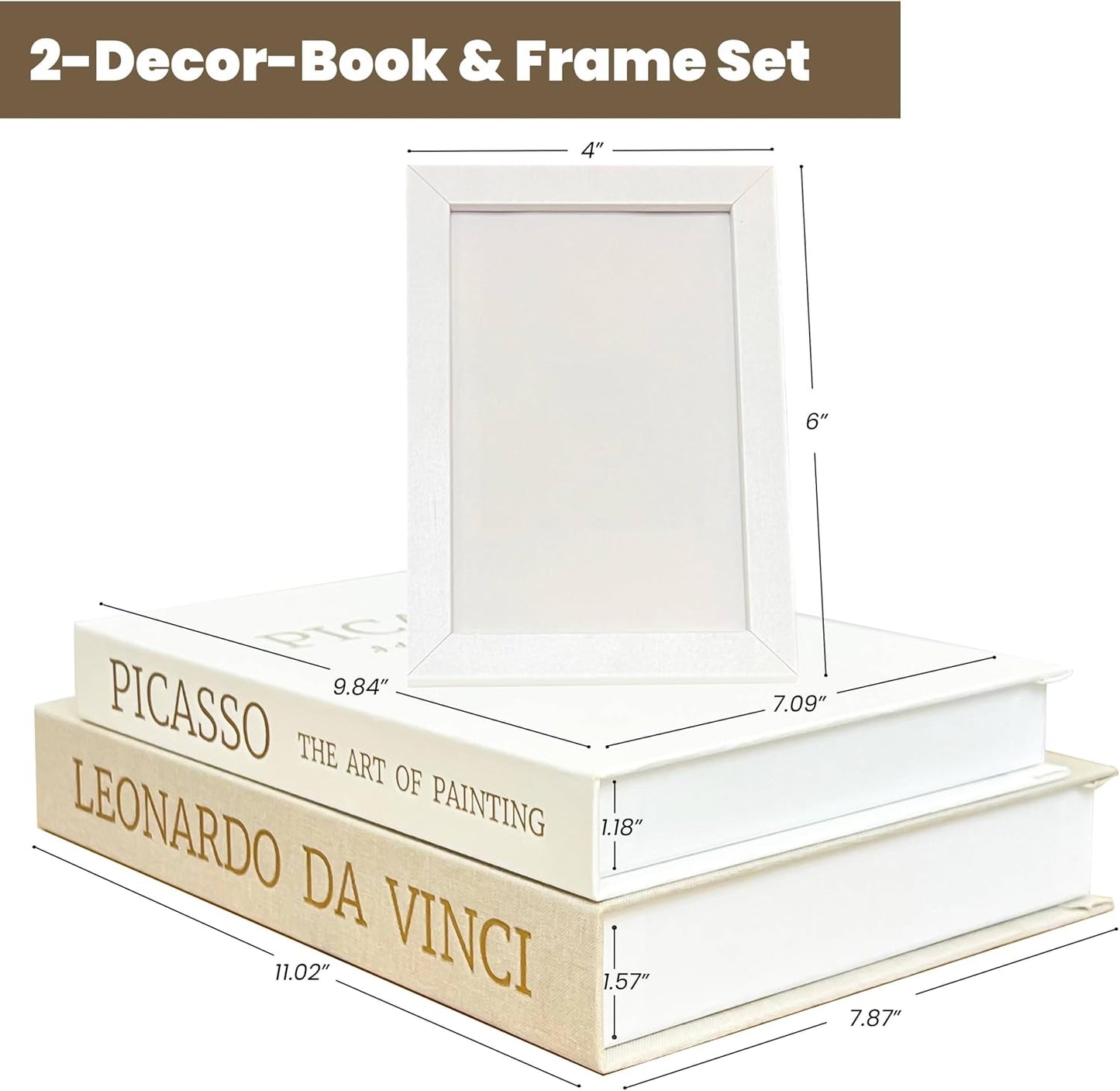Neutral Linen Books / Picture Frame Set