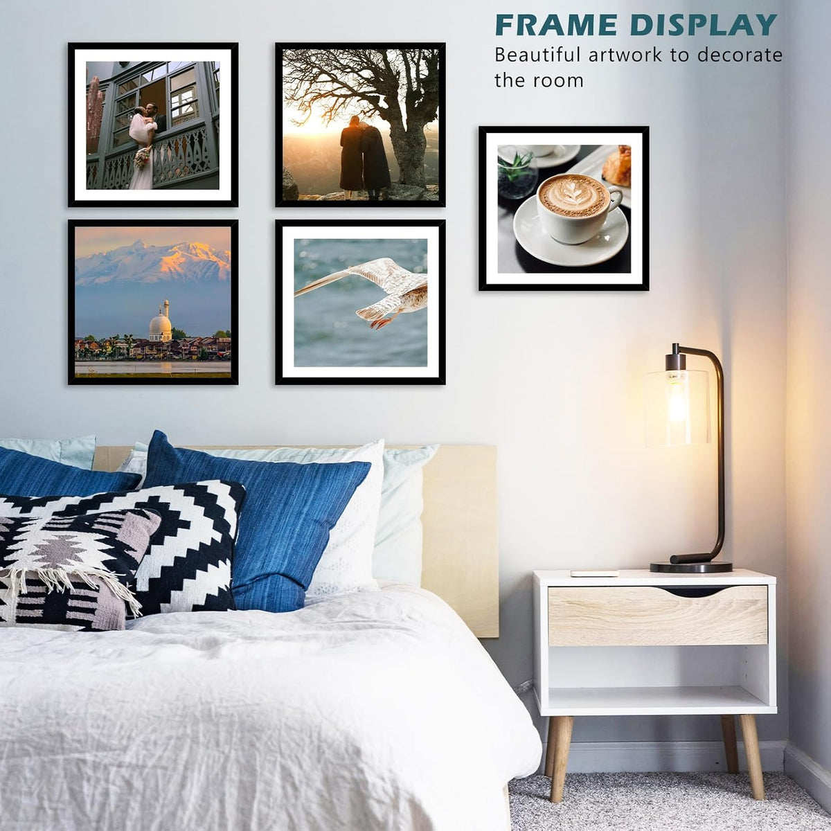 JCJMY 12 Pack 12.5x12.5 Record Frame with 10x10 Mat for Vinyl Record Album Cover Poster, Display Photo 10x10 with Mat