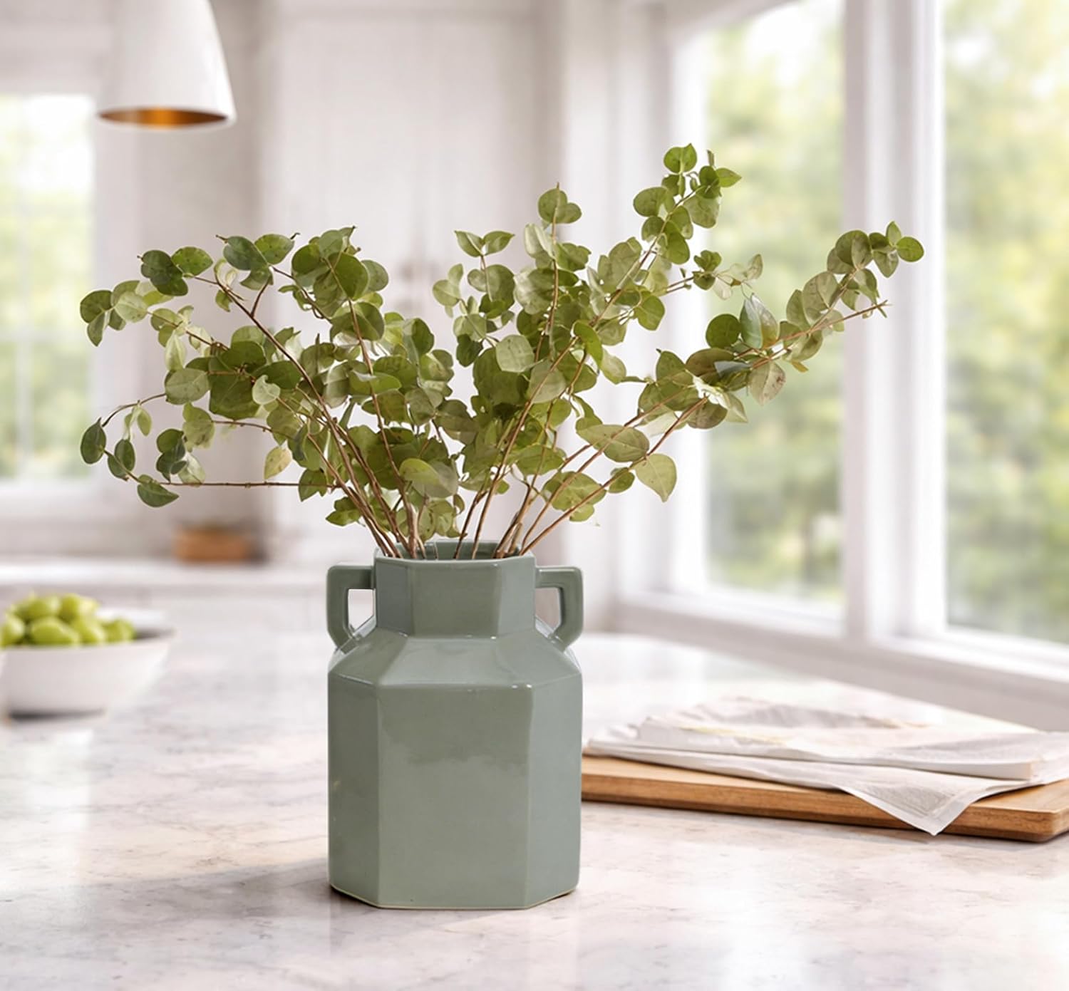 Boho Vase / Modern Ceramic Vase / 7.3 Inch-green / 7.3 Inch
