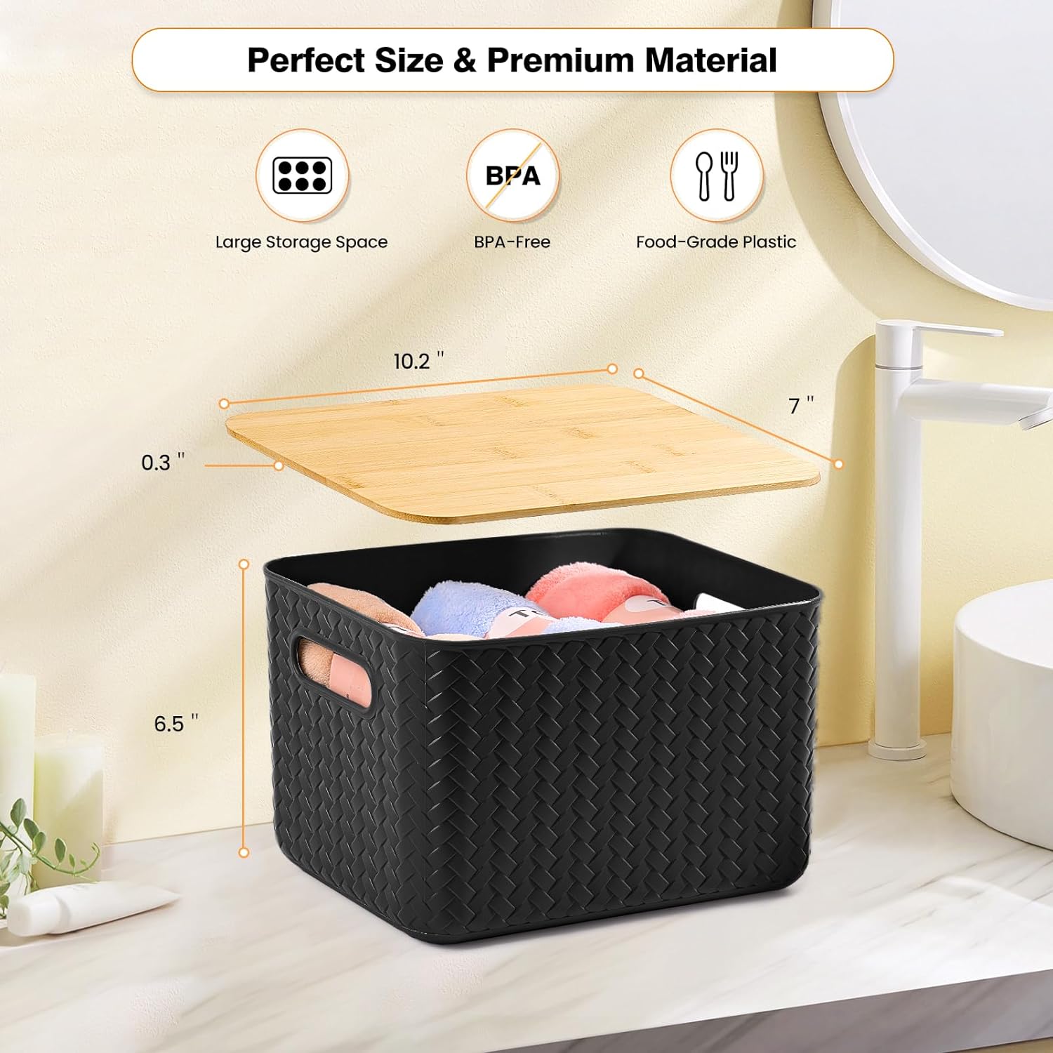 4 Packs Storage Bins / Black
