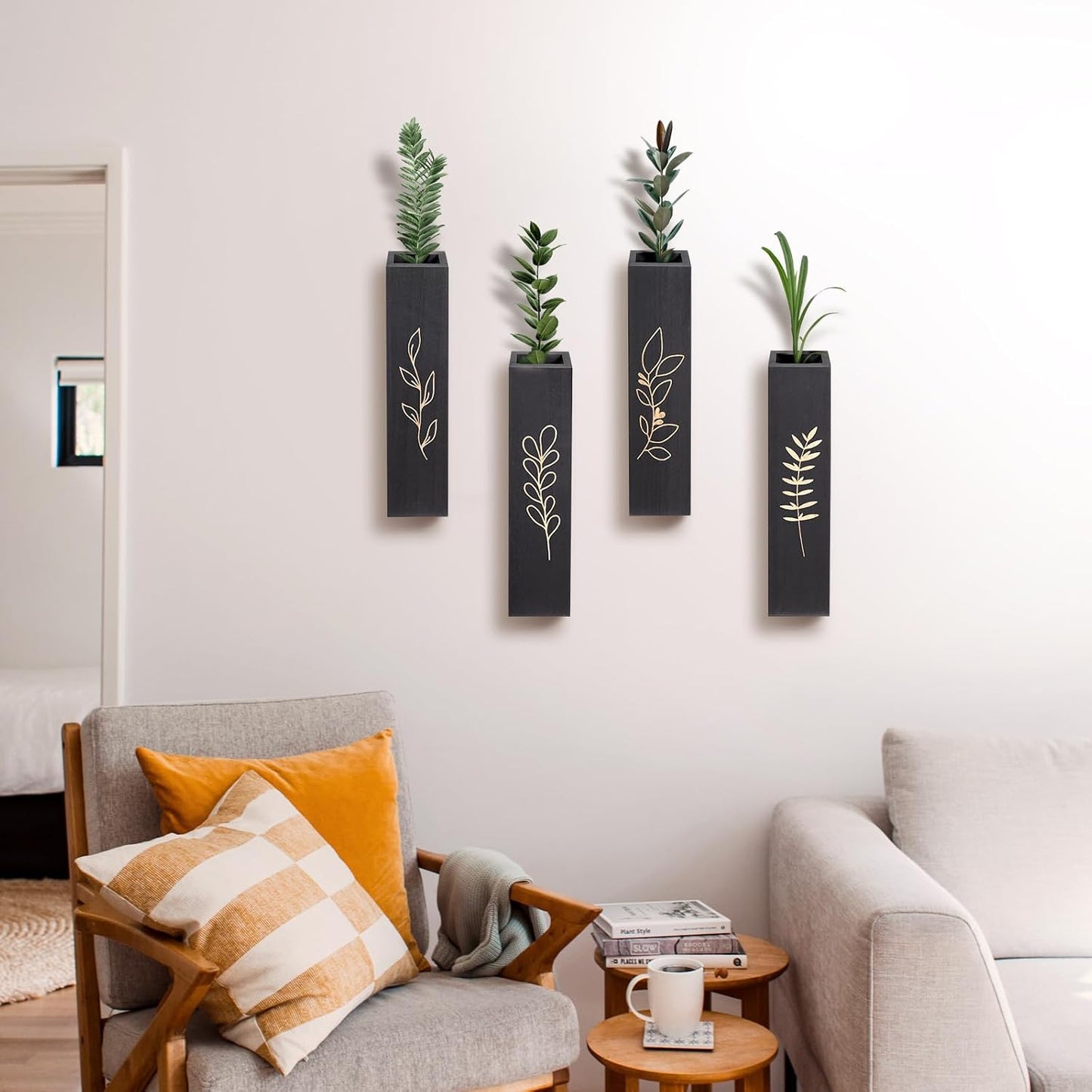 Wood Wall Planter / Black / Set of 4