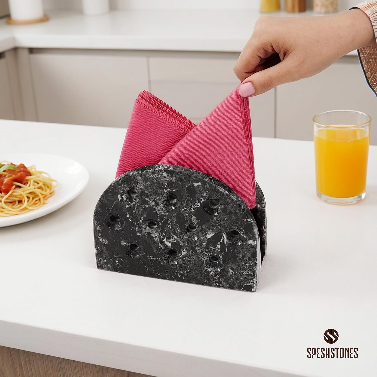 Marble Napkin Holder / Black / 6.5 Inch