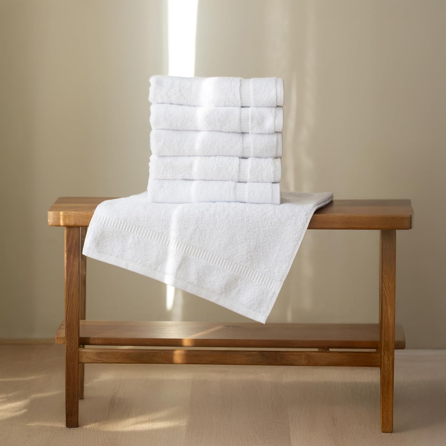 SALBAKOS 6-Piece 100% Turkish Cotton Hand Towels, 16x30 inch, White | Large Size Thick Super Soft Highly Absorbent