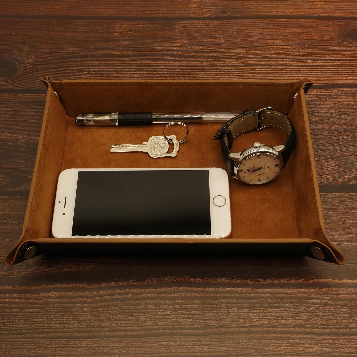 Valet Organizer / Catchall Tray for Jewelry / Brown