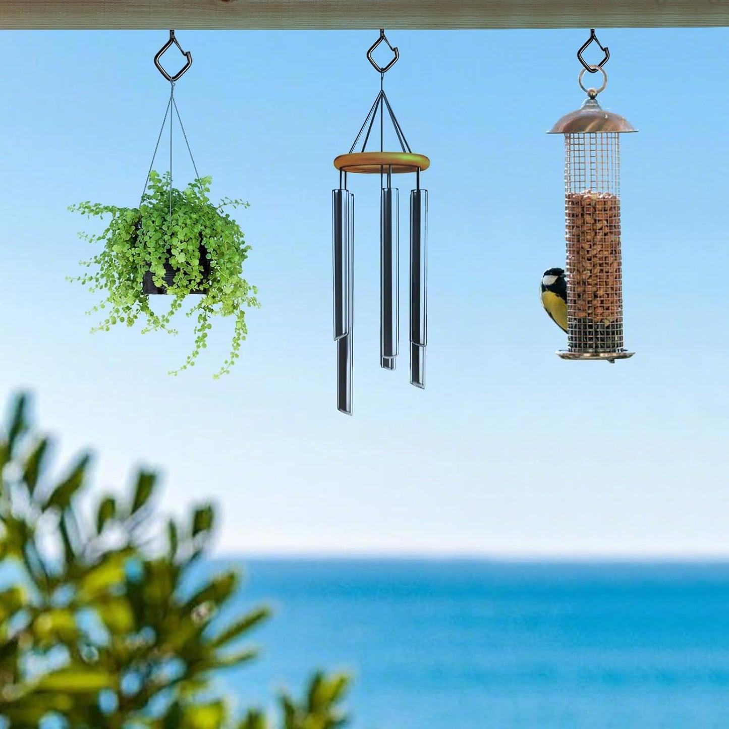 Safety Buckle.Metal Ceiling Hooks for Hanging Plants / Black / Set of 35