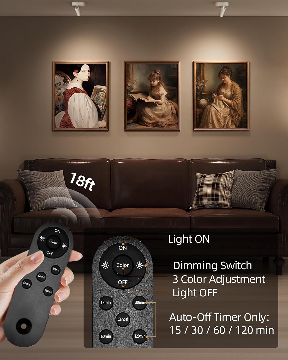 EZVALO Spot Lights Indoor, 5500mAh Rechargeable Plant Spotlights with Remote, Wireless Mini Art Accent Light with Timer