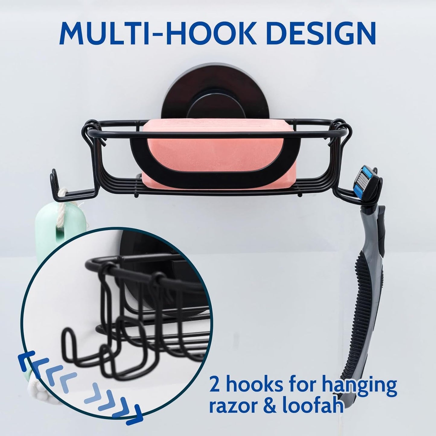 4 Hooks Wall Mounted / Black-1 Tier