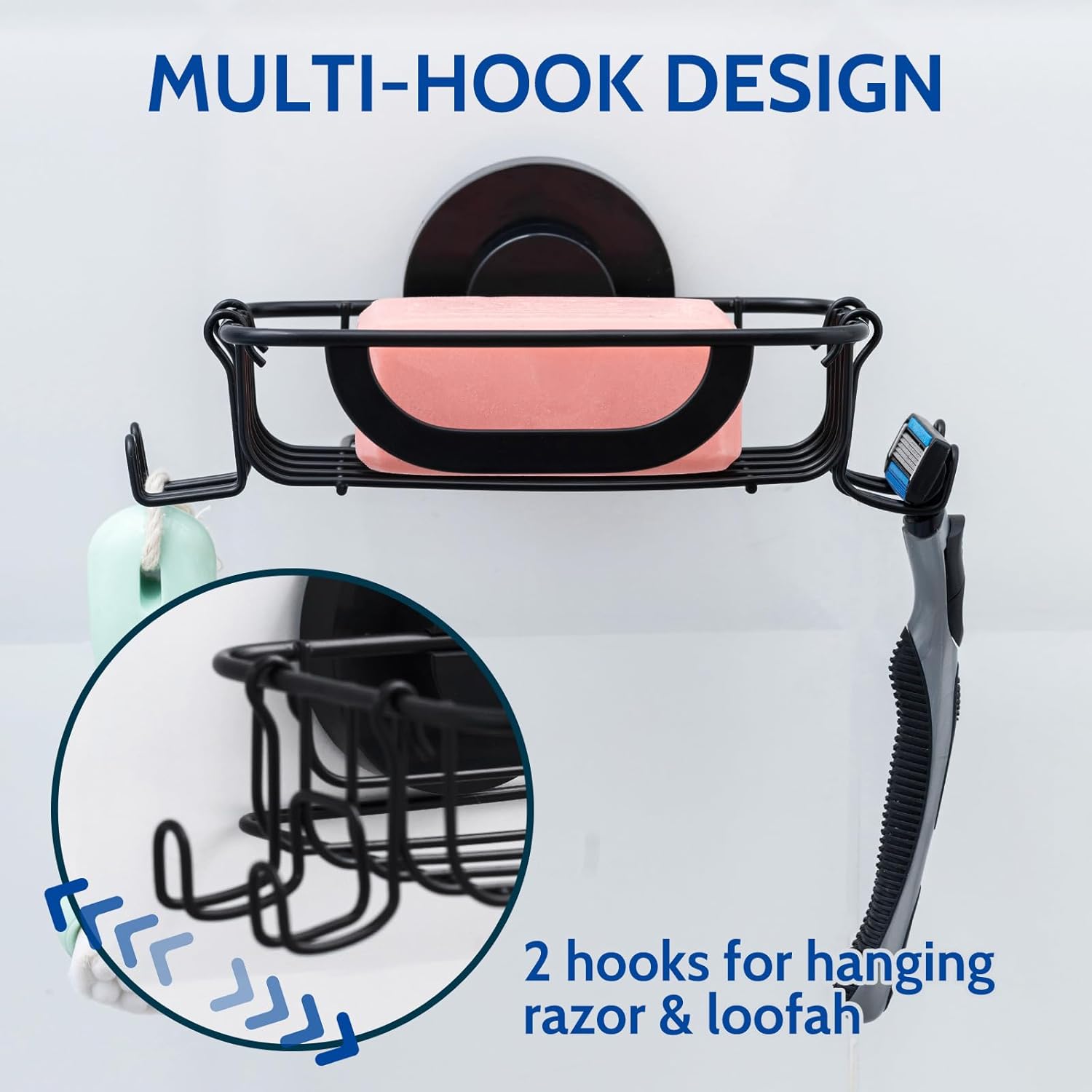 4 Hooks Wall Mounted / Black-1 Tier