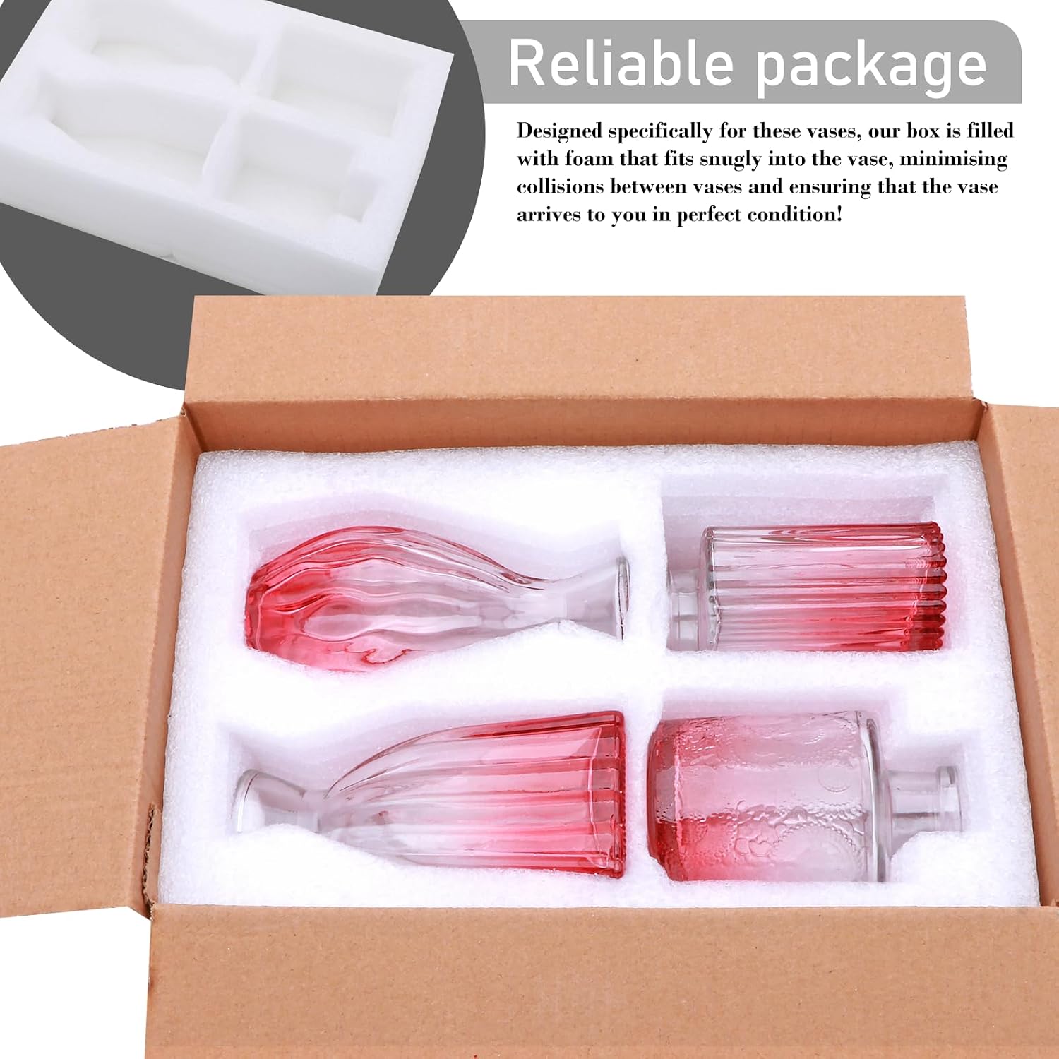 Glass Bud Vases / Pink / Set of 4