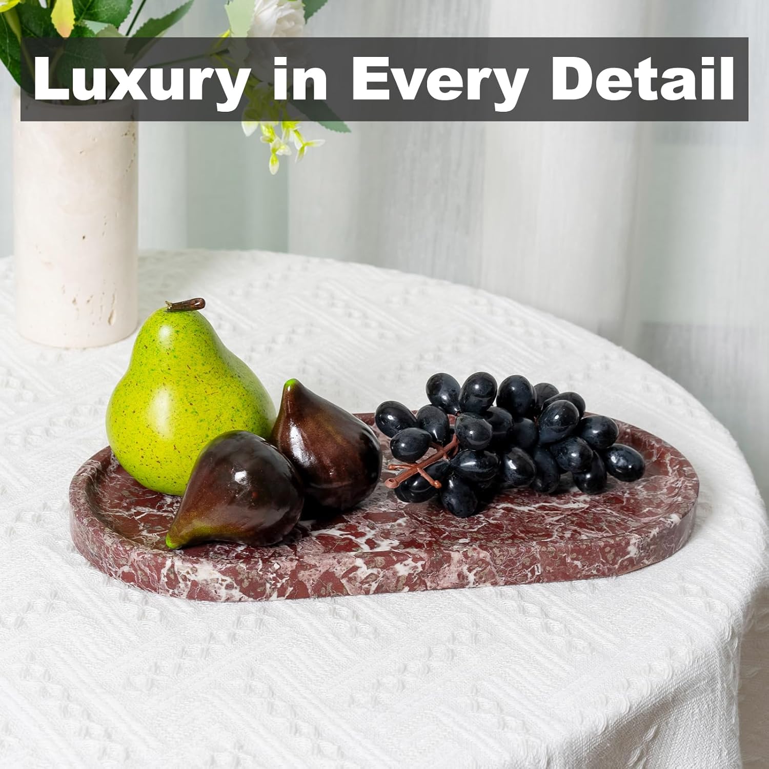 Candles / Norway Marble Tray / Rose Lepanto / 12 x 6 x 0.8 / Natural