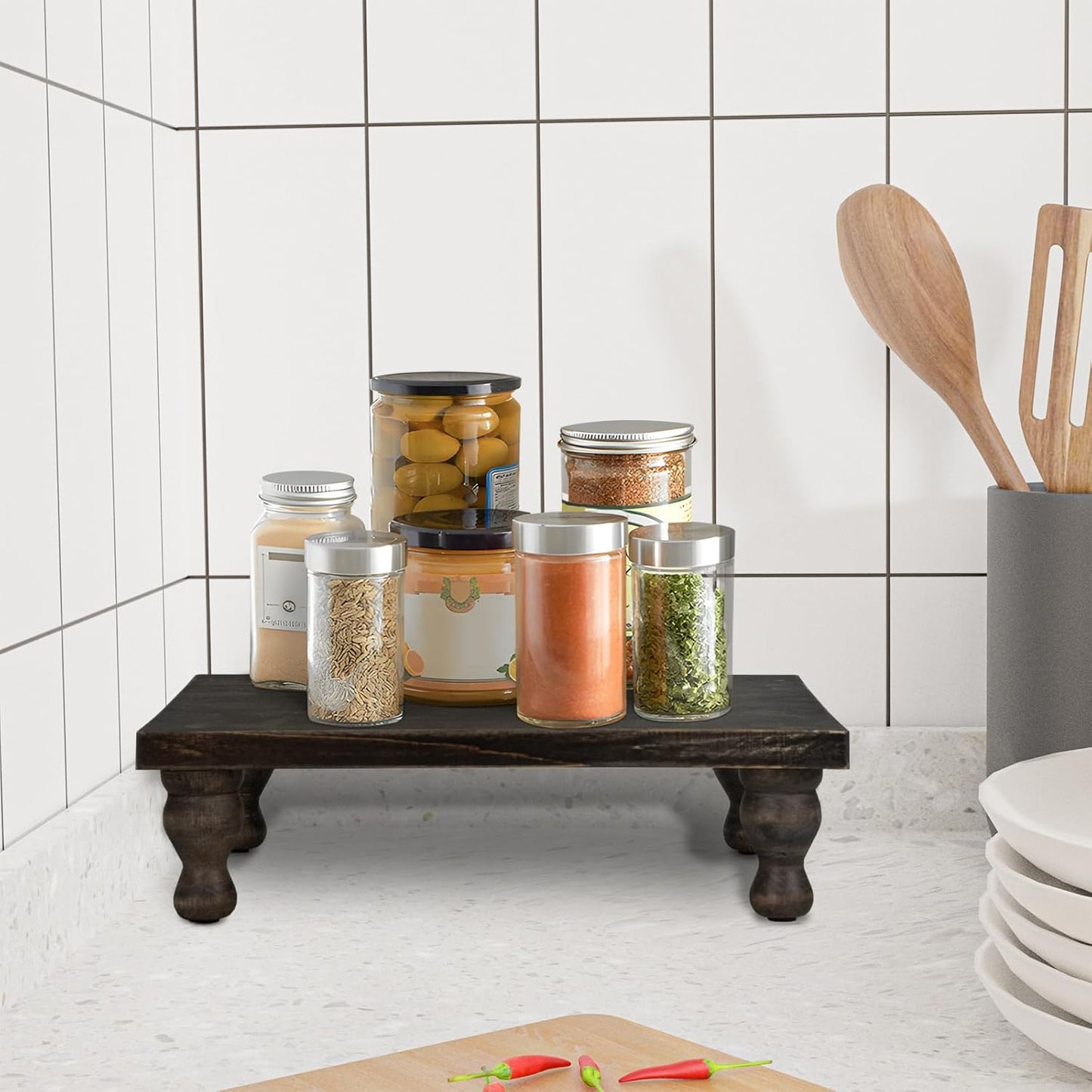 Rustic Washed Black Tray Riser / Rectangular - Wash Black