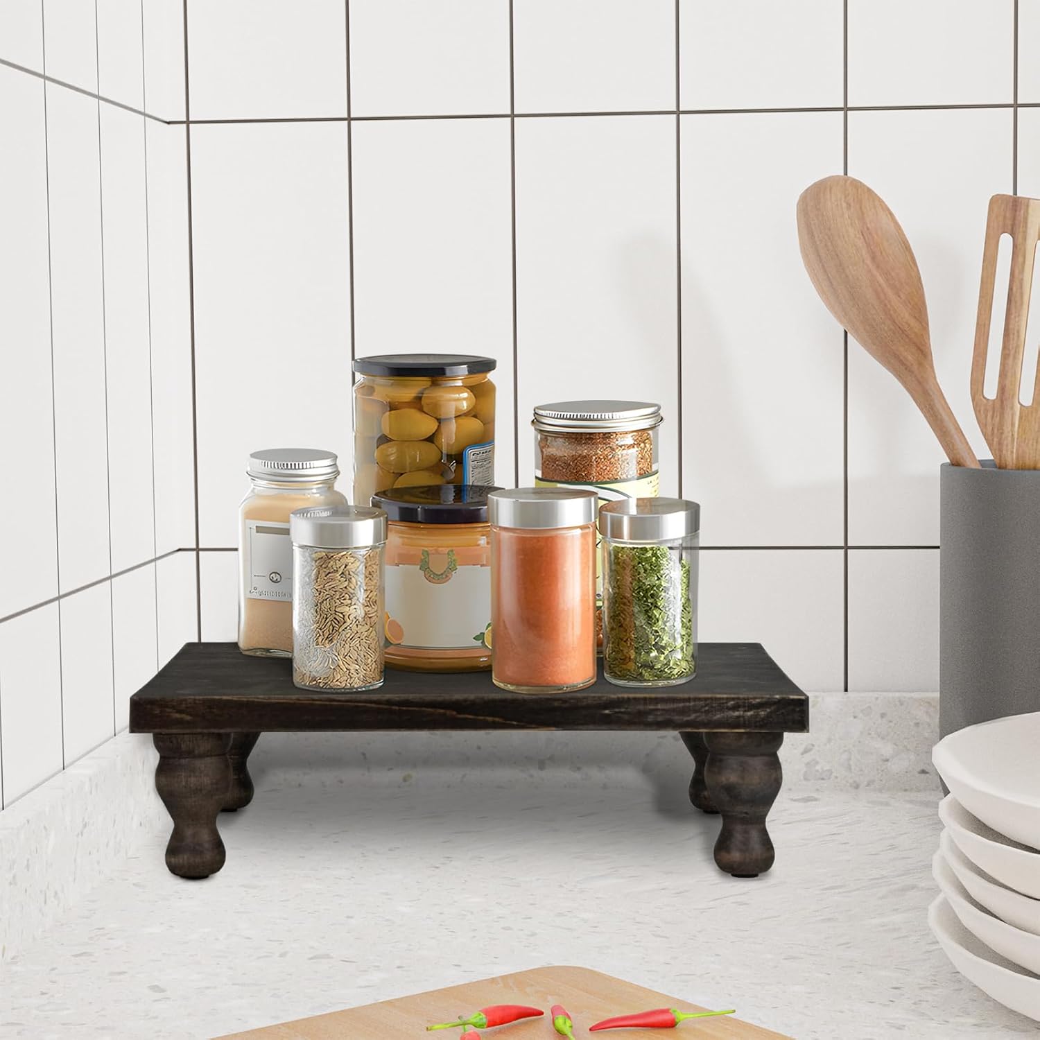 Rustic Washed Black Tray Riser / Rectangular - Wash Black